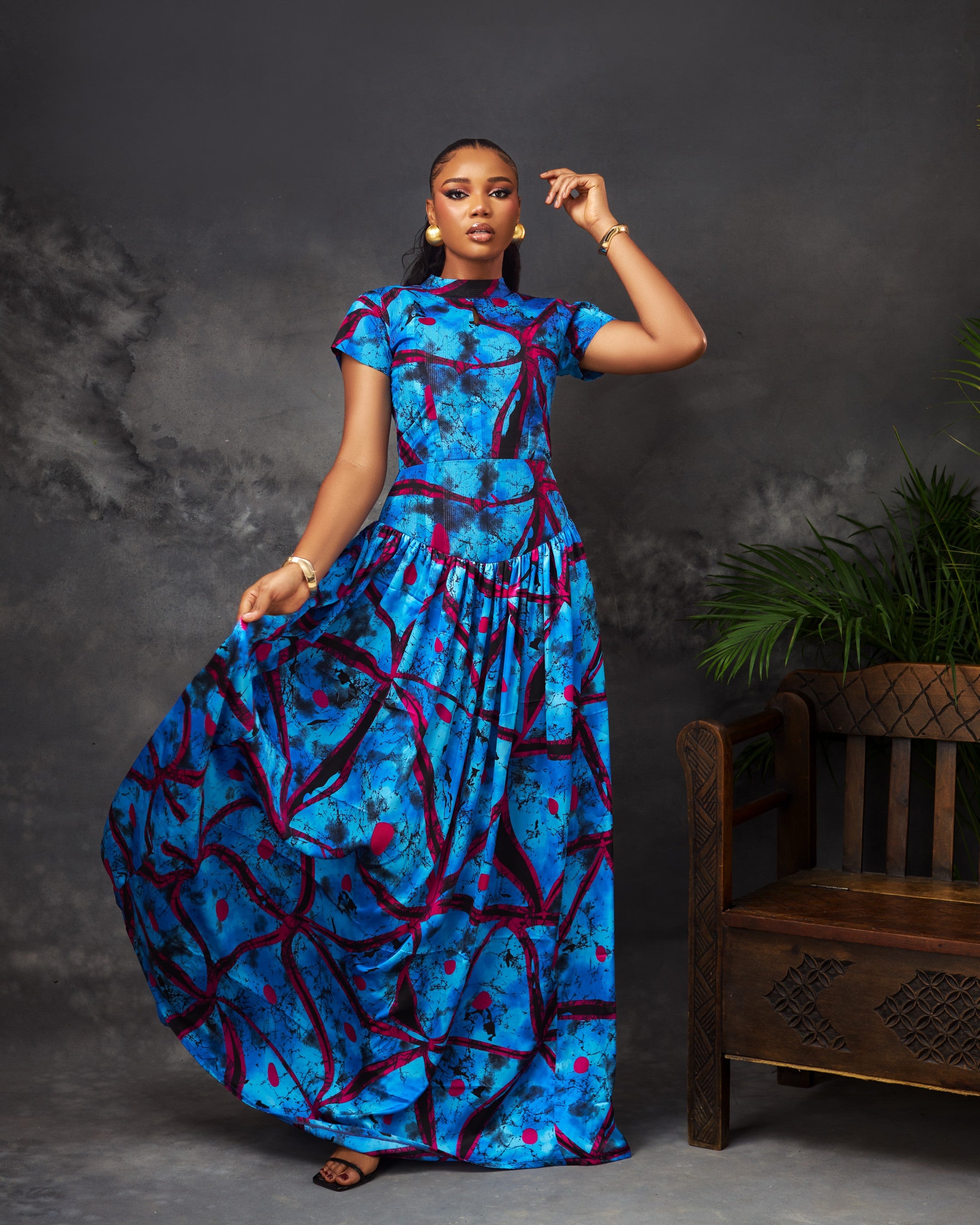 Aja Dress in silk and chiffon by CONCU BY CM — Nigerian fashion Lagos, sizes 8–22