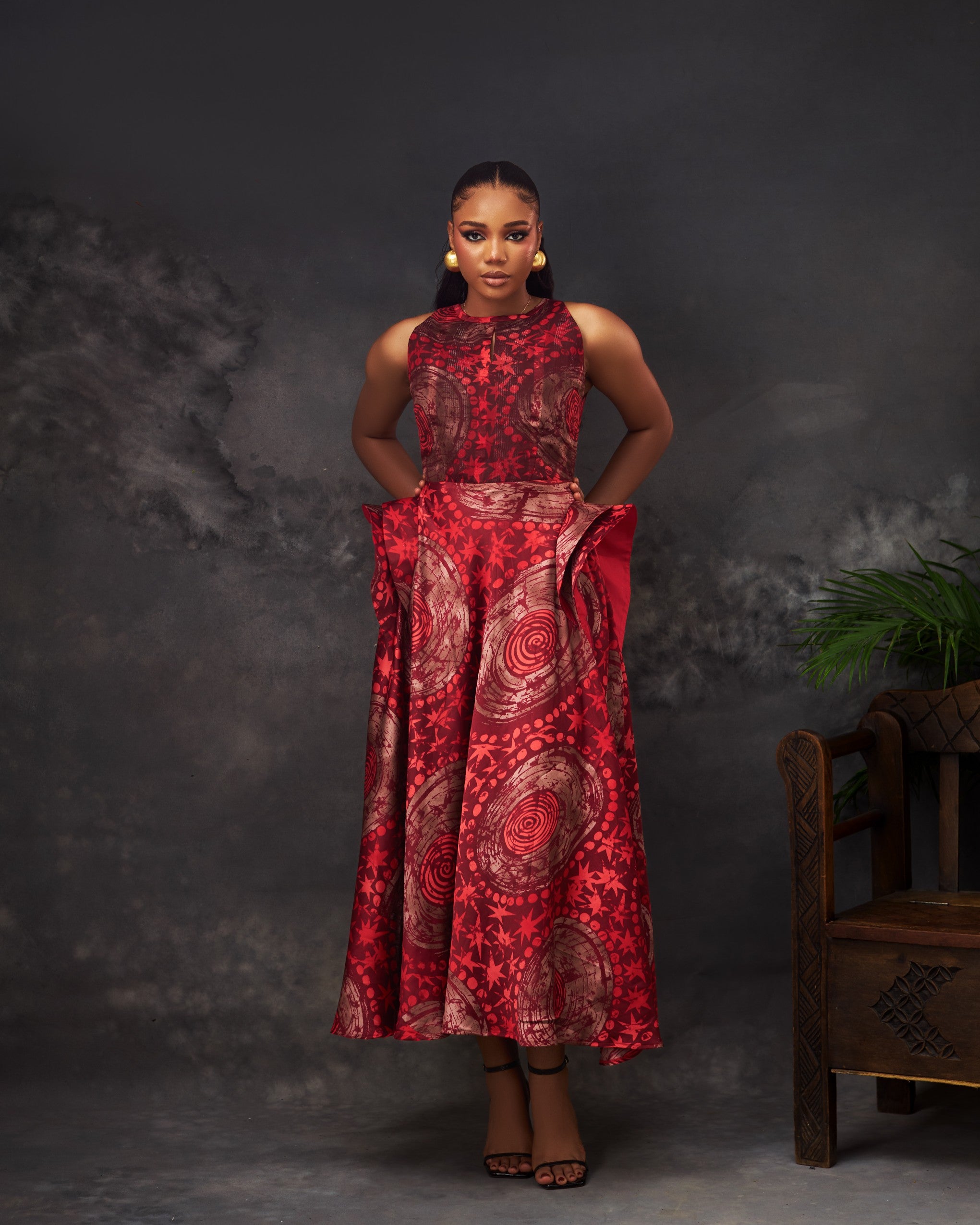 Akuolisa Dress in silk and chiffon by CONCU BY CM — Nigerian fashion Lagos, sizes 8–22