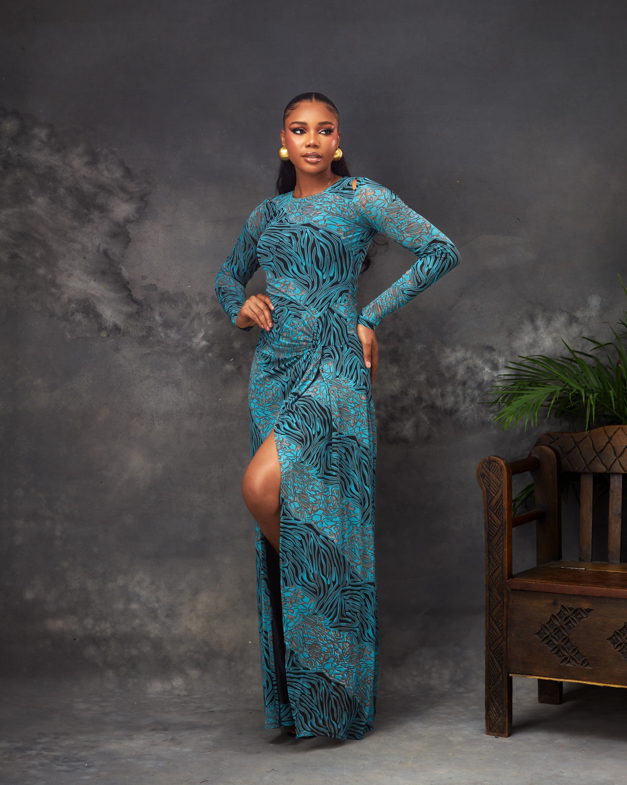 Amah Dress in mesh by CONCU BY CM — contemporary Nigerian fashion Lagos, sizes 8–22