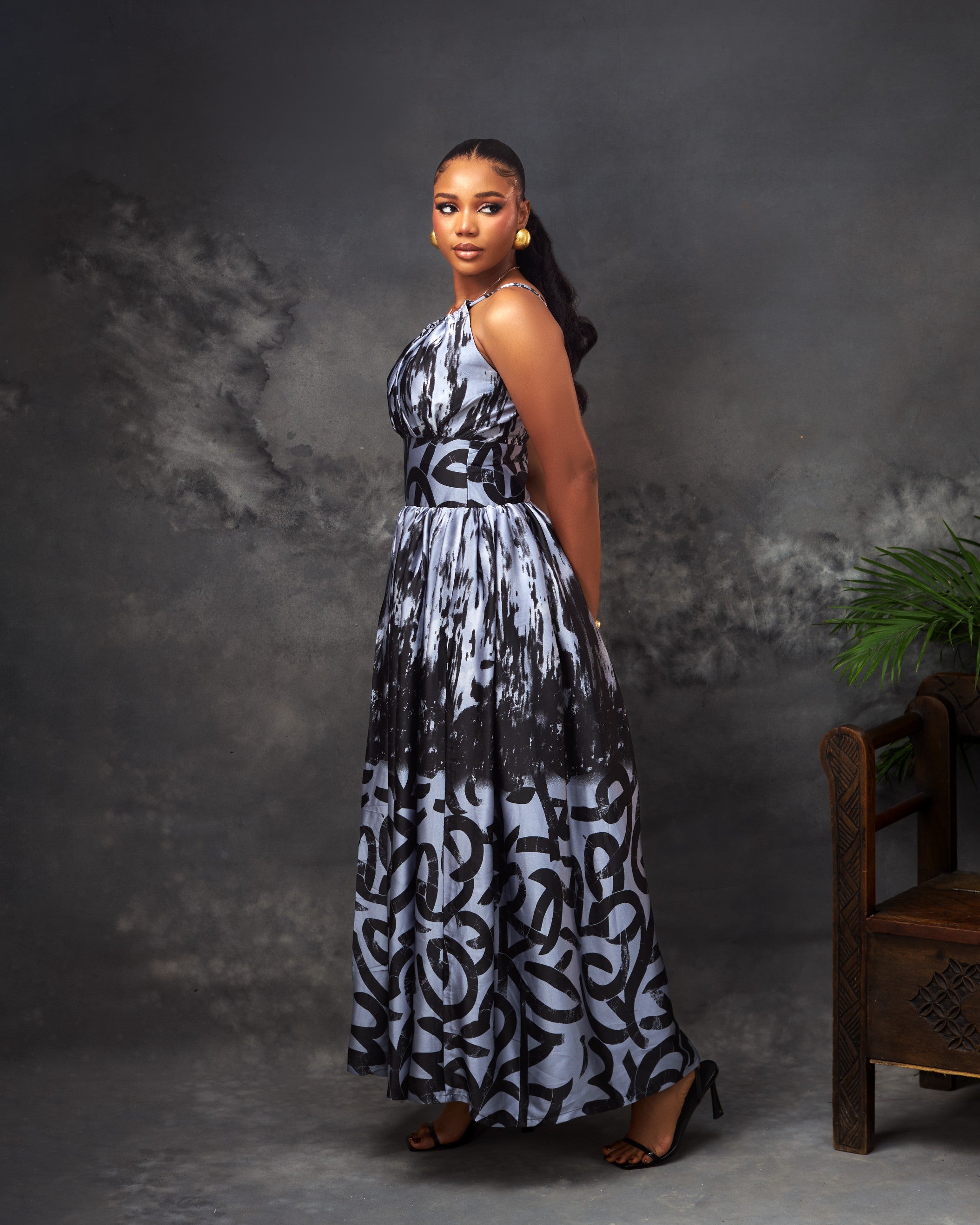Amara Dress in silk by CONCU BY CM — contemporary Nigerian womenswear Lagos, sizes 8–22