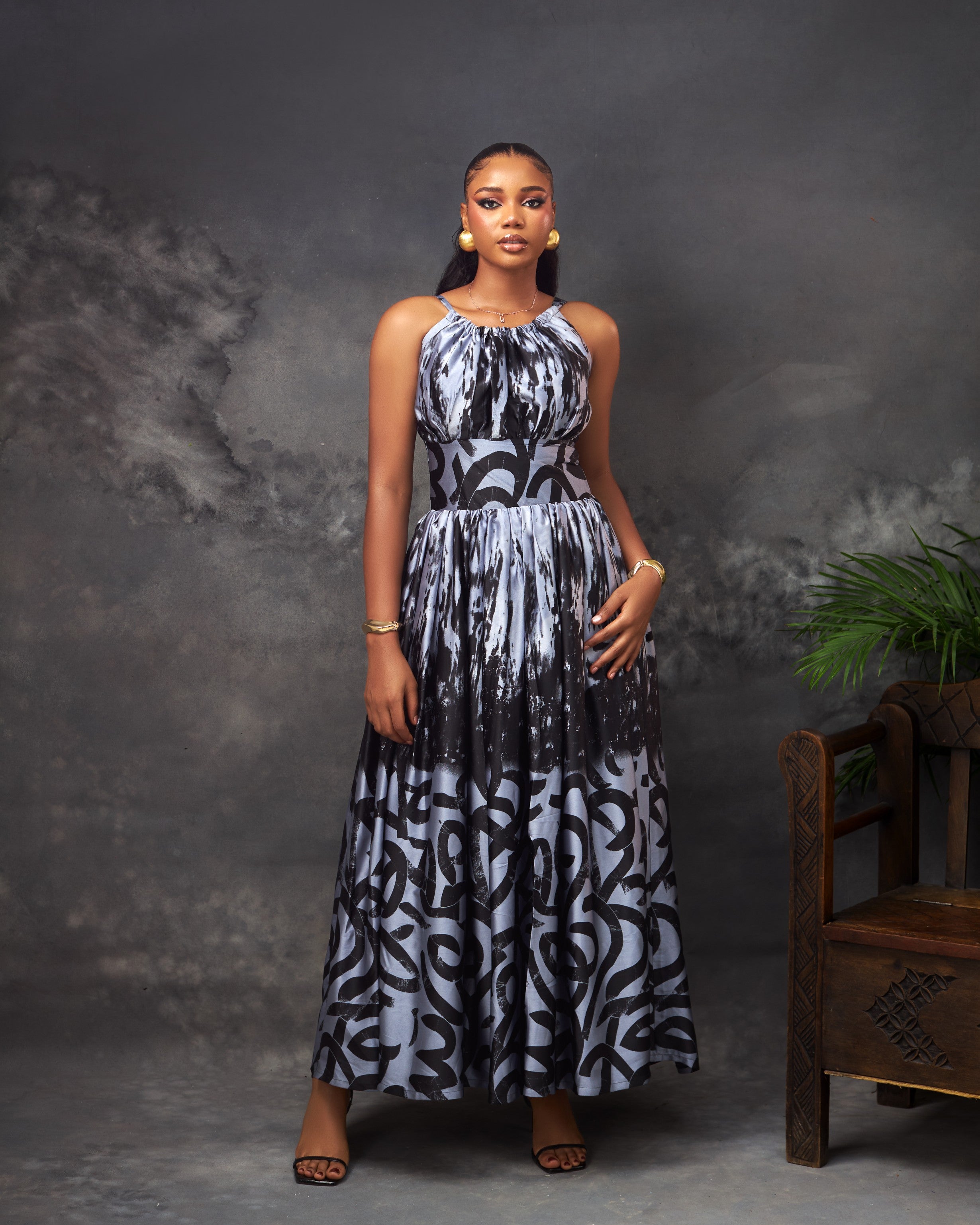 Amara Dress in silk by CONCU BY CM — contemporary Nigerian womenswear Lagos, sizes 8–22