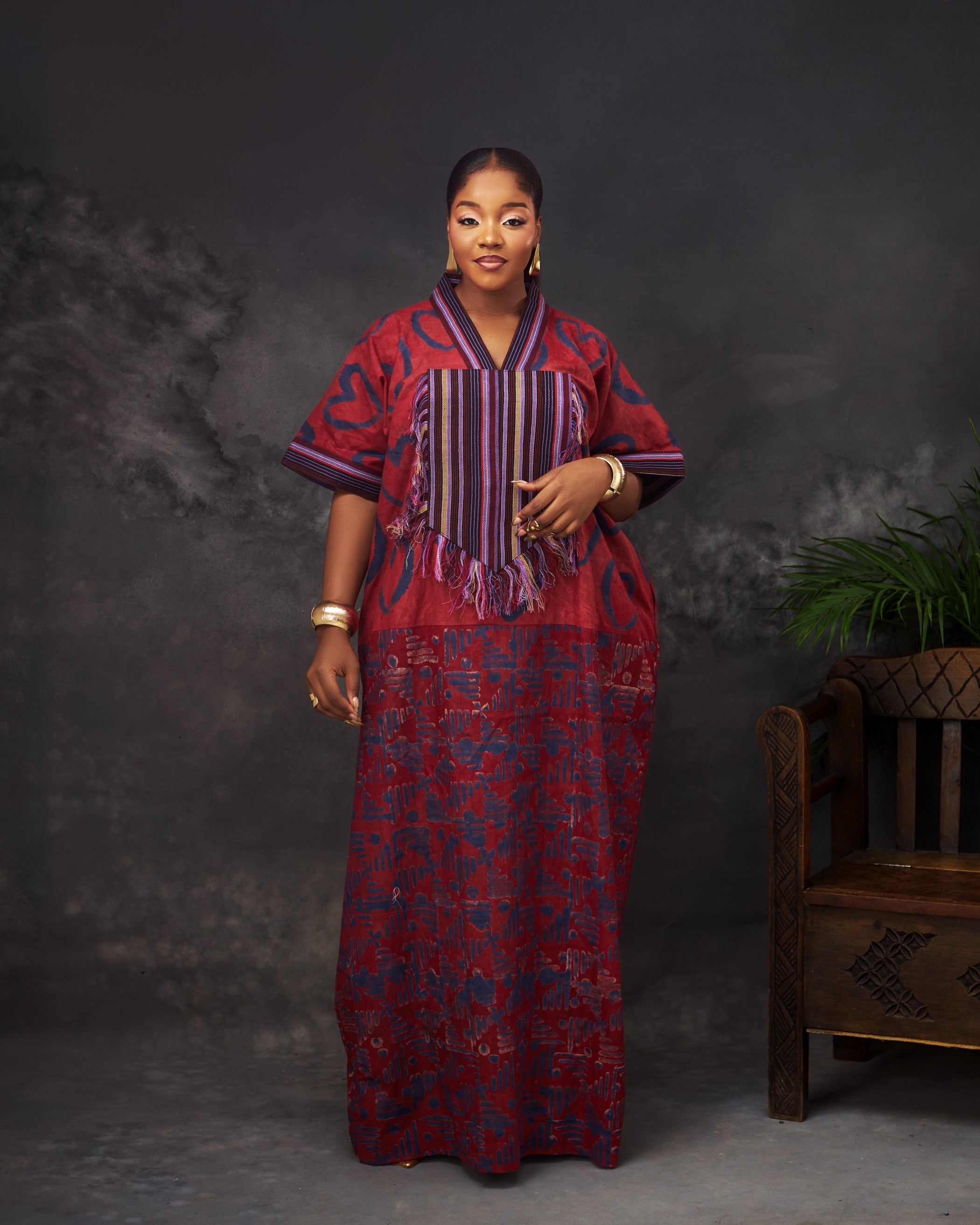 Bou Bou ( Aso) in Adire hand-dyed fabric by CONCU BY CM — Nigerian fashion Lagos, sizes 8–22