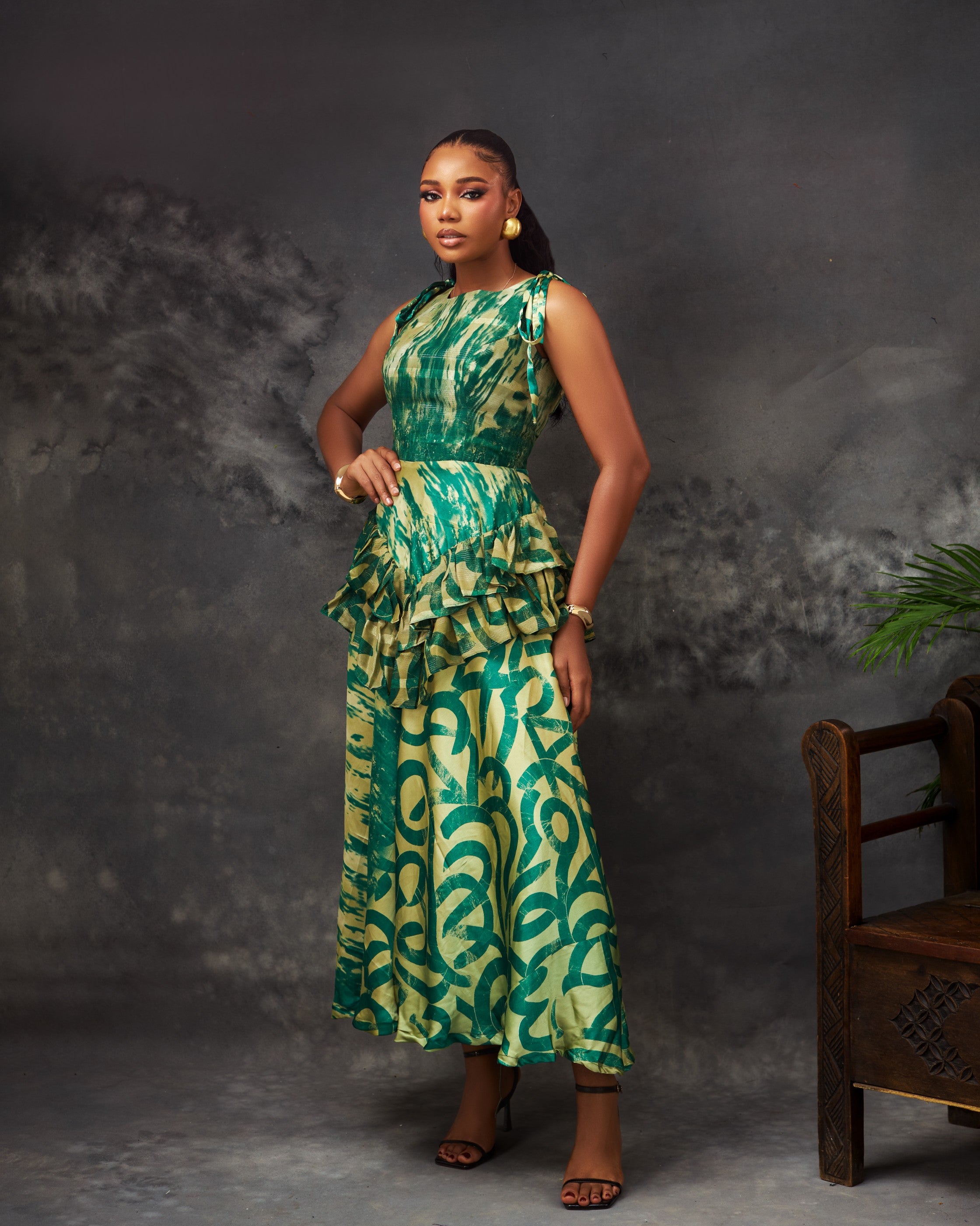 Chichi Dress in silk and chiffon by CONCU BY CM — Nigerian fashion Lagos, sizes 8–22