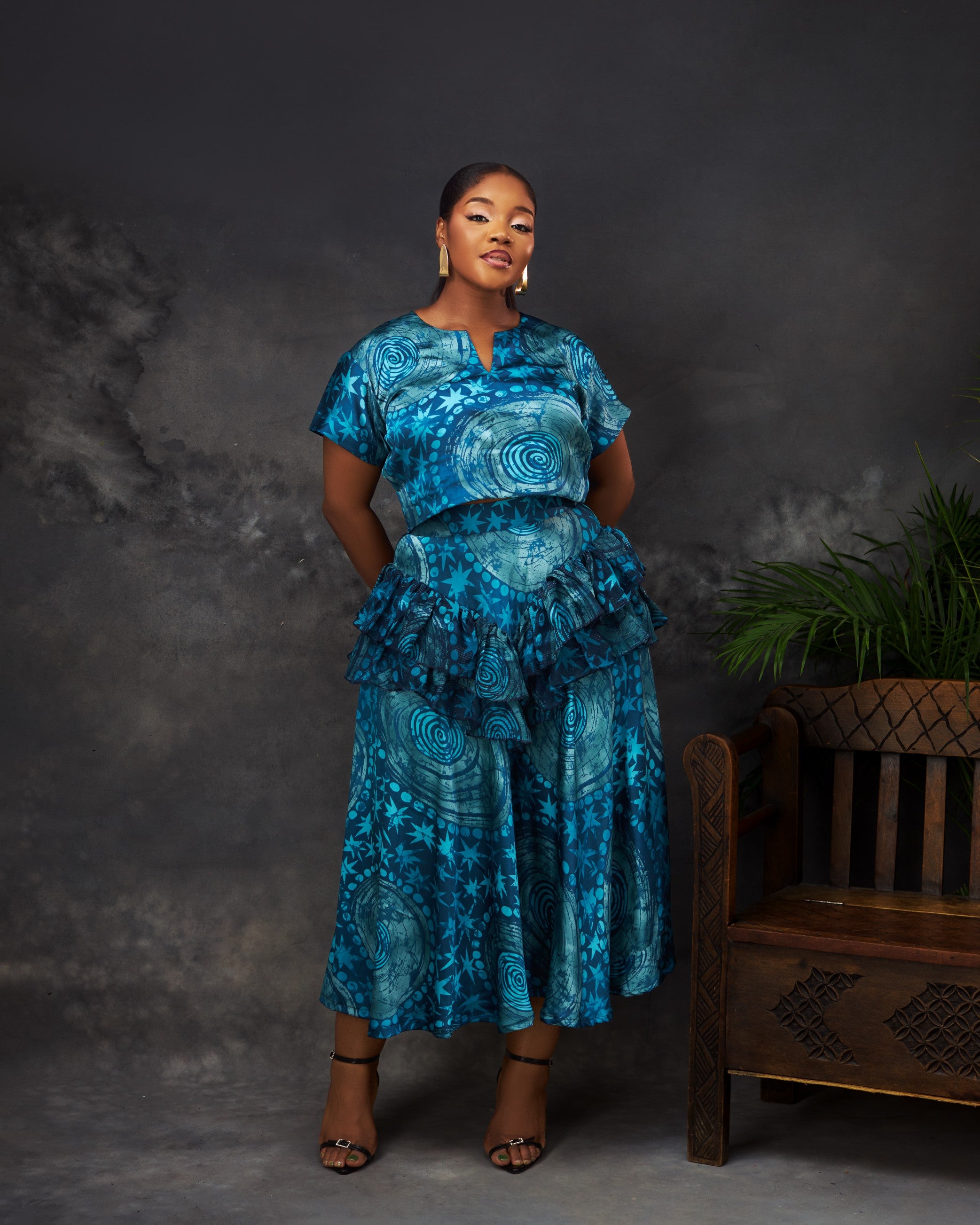 Elena Set in silk and chiffon by CONCU BY CM — Nigerian fashion Lagos, sizes 8–22