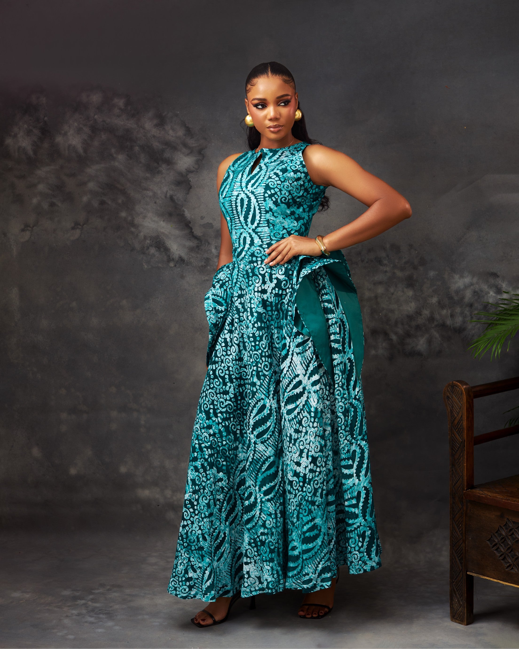 Isi Dress in Adire hand-dyed fabric by CONCU BY CM — Nigerian fashion Lagos, sizes 8–22