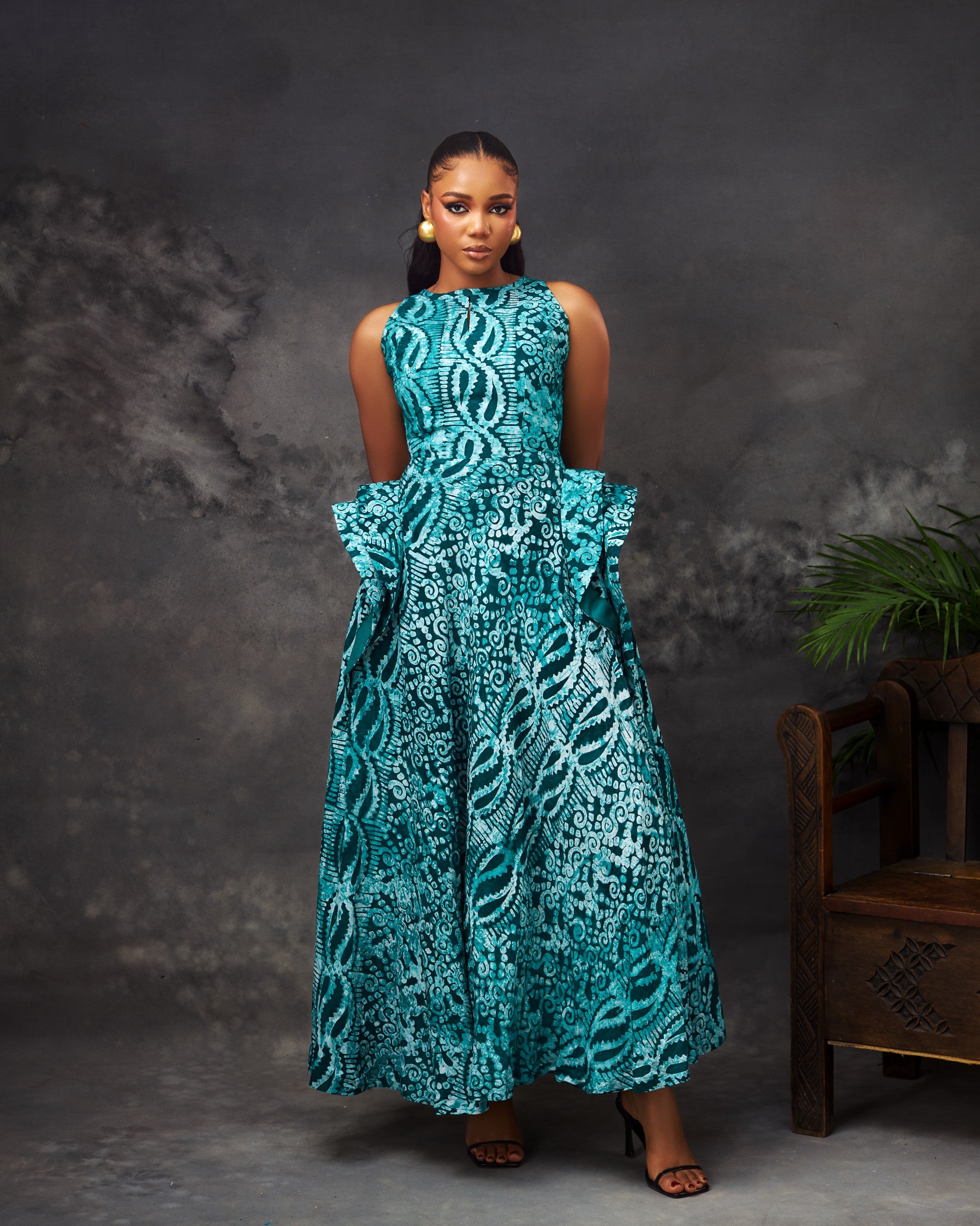 Isi Dress in Adire hand-dyed fabric by CONCU BY CM — Nigerian fashion Lagos, sizes 8–22