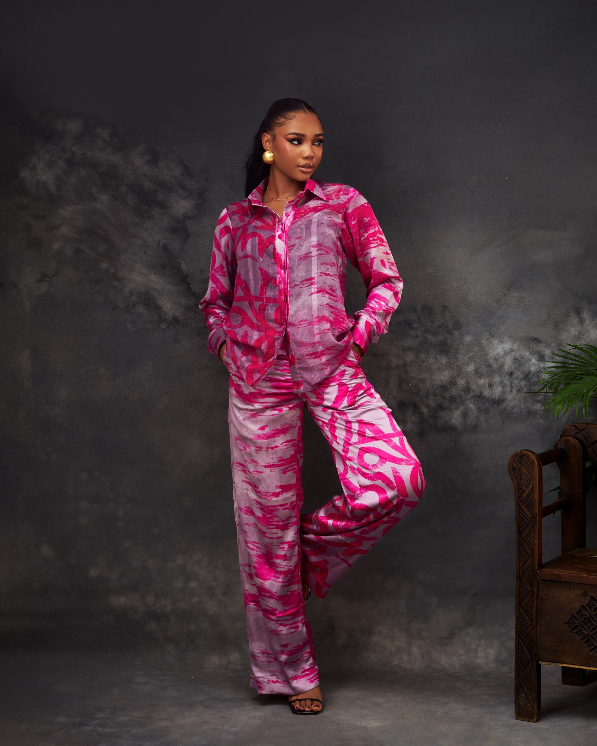 Maria Trouser Set in silk and chiffon by CONCU BY CM — Nigerian fashion Lagos, sizes 8–22