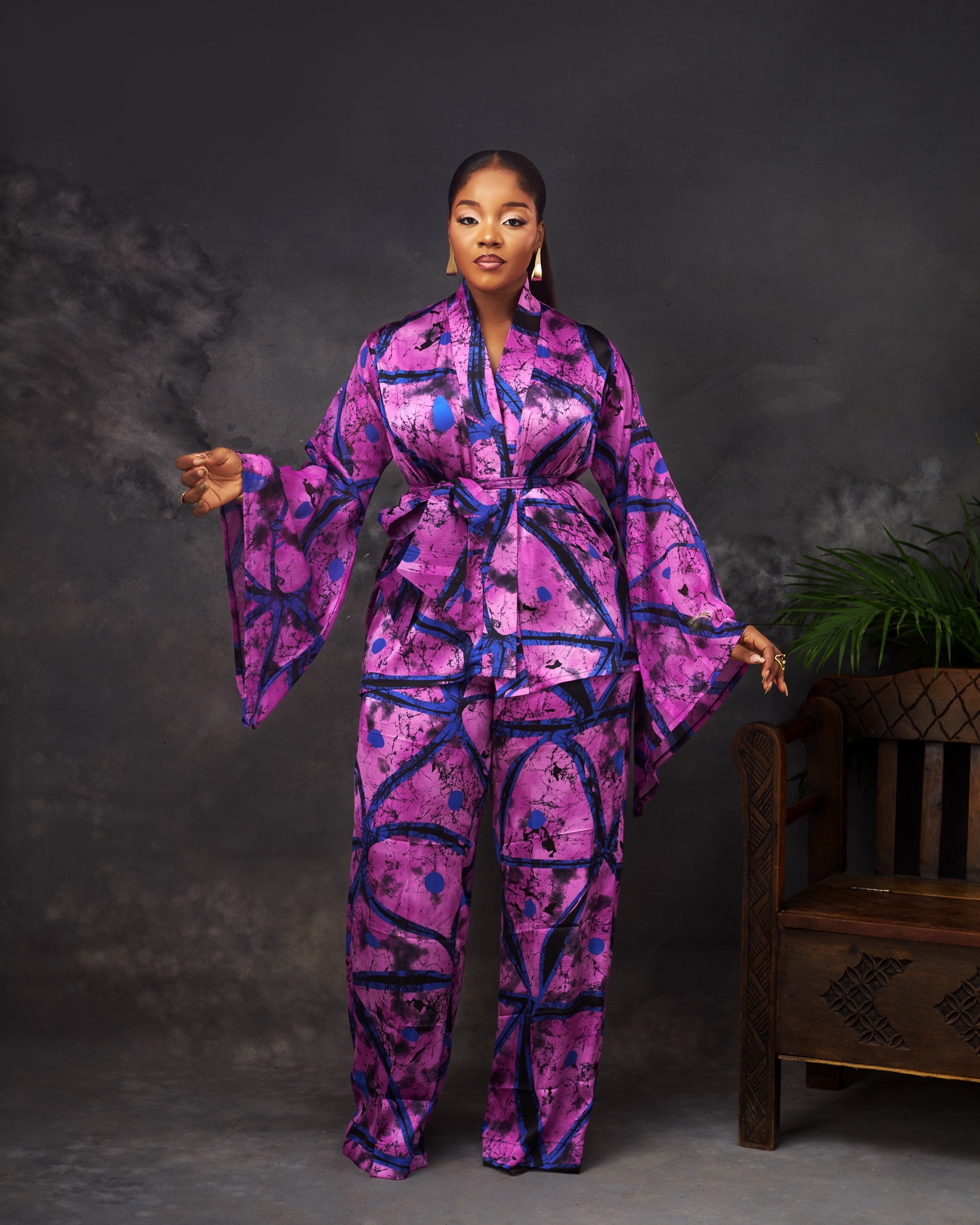 Mila Trouser Set in silk and chiffon by CONCU BY CM — Nigerian fashion Lagos, sizes 8–22