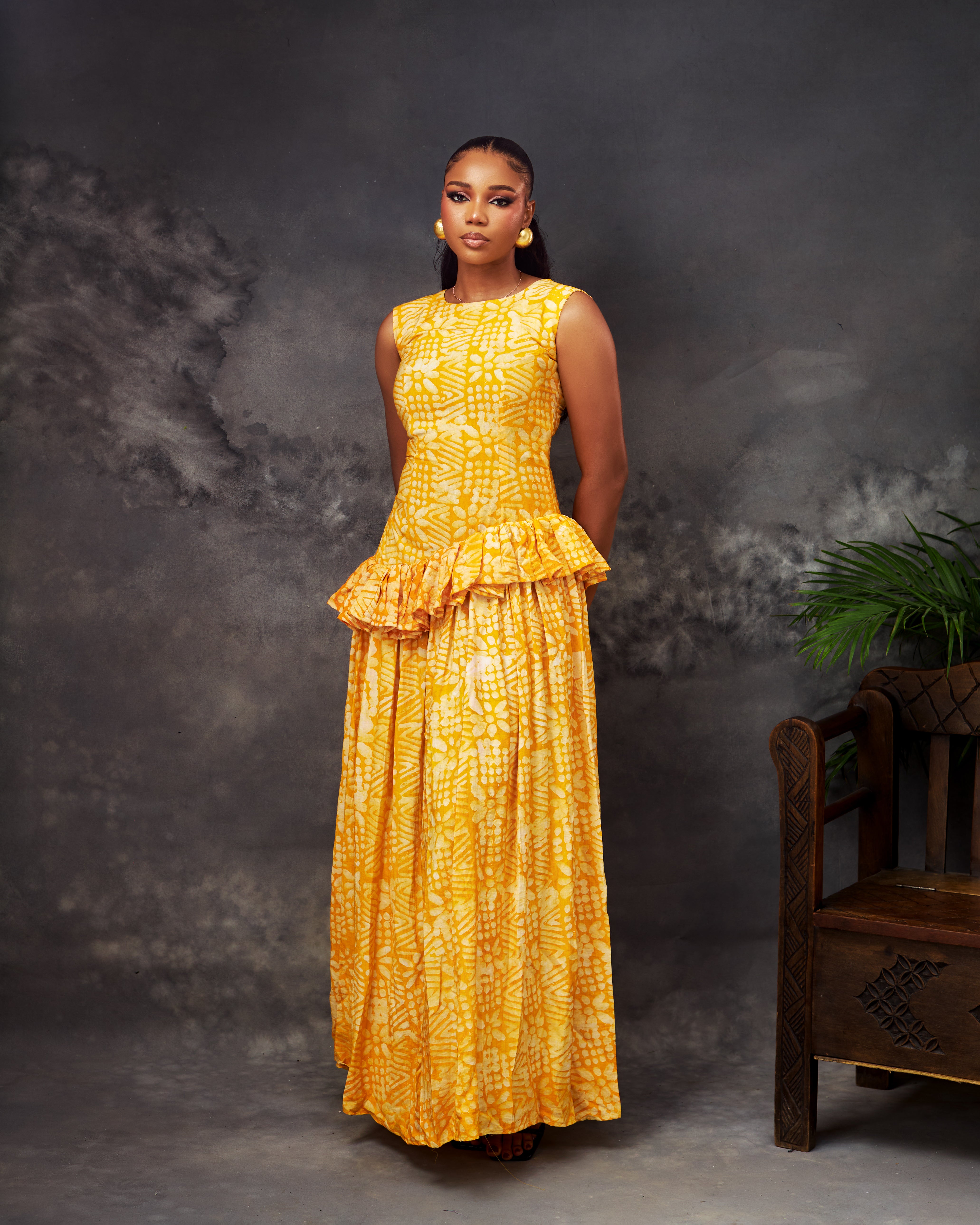 Odimma Dress in Adire hand-dyed fabric by CONCU BY CM — Nigerian fashion Lagos, sizes 8–22