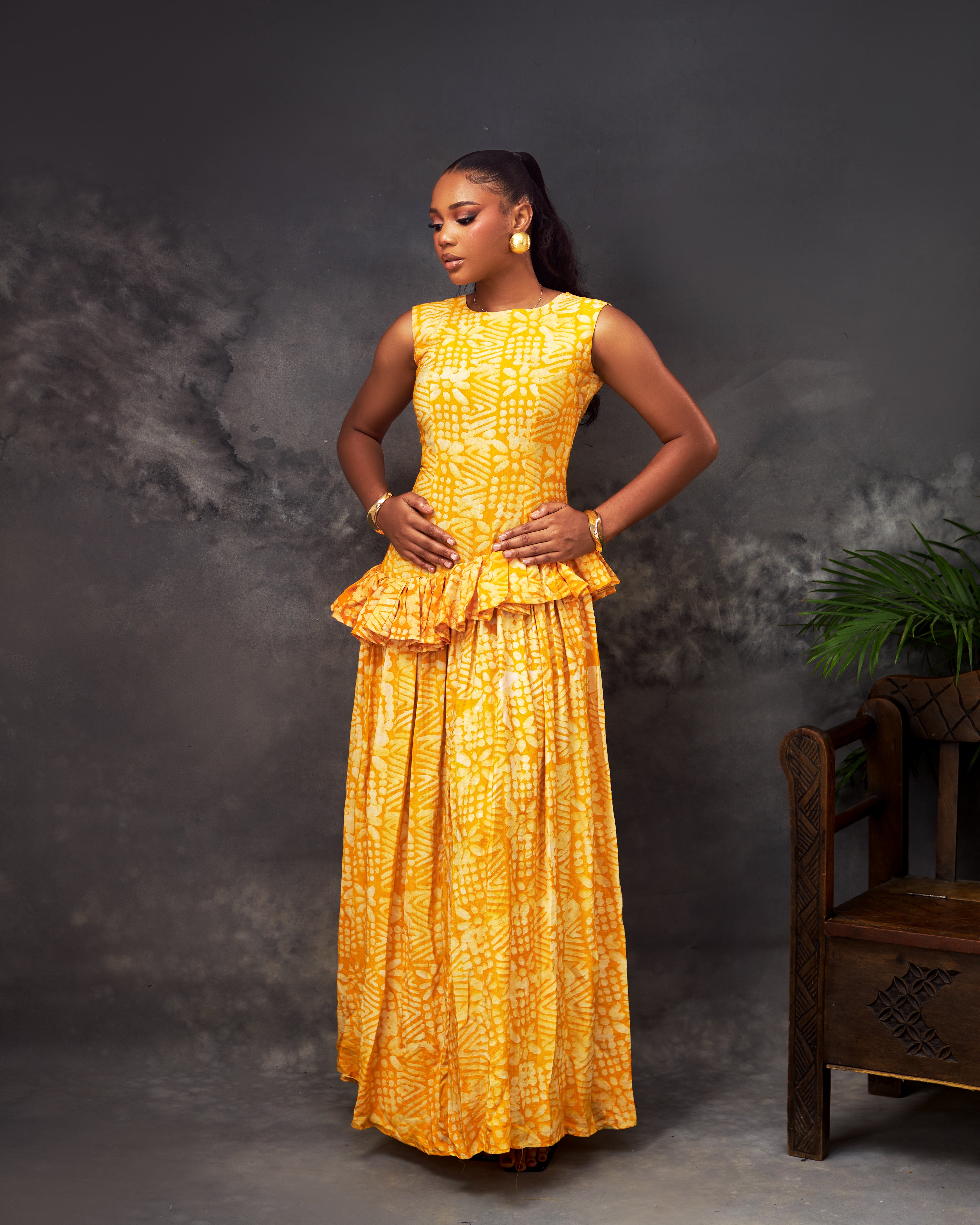 Odimma Dress in Adire hand-dyed fabric by CONCU BY CM — Nigerian fashion Lagos, sizes 8–22
