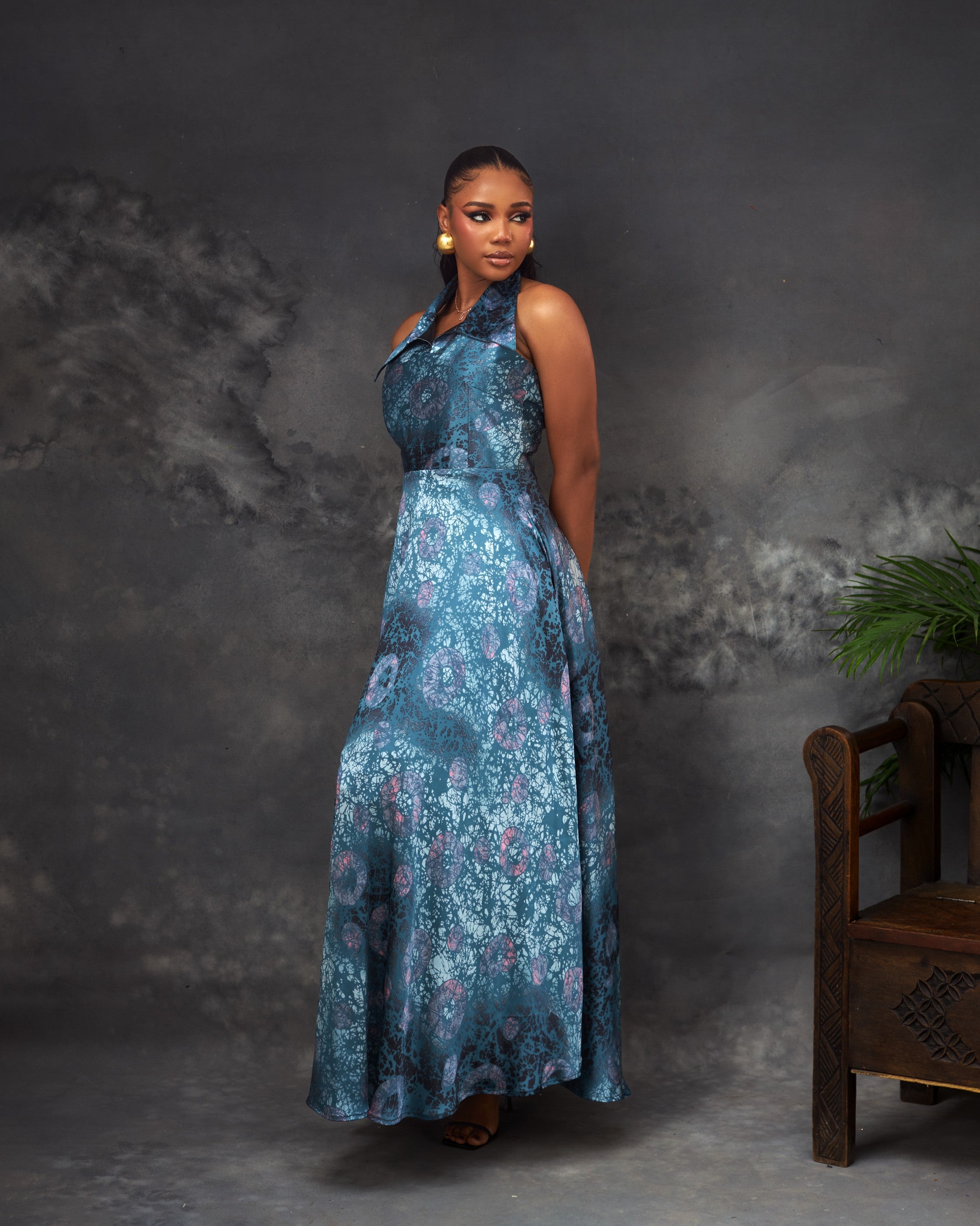 Oge Dress in silk by CONCU BY CM — contemporary Nigerian womenswear Lagos, sizes 8–22