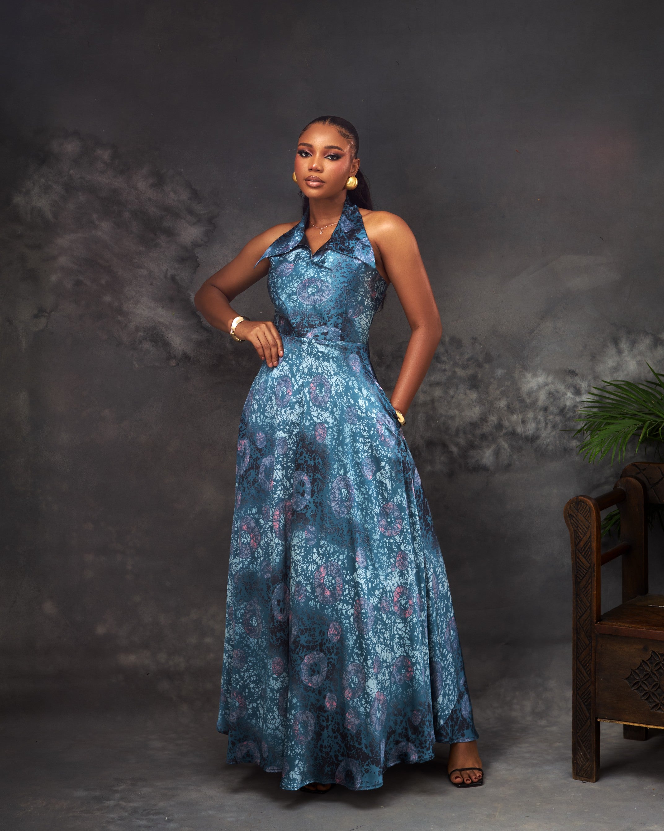 Oge Dress in silk by CONCU BY CM — contemporary Nigerian womenswear Lagos, sizes 8–22
