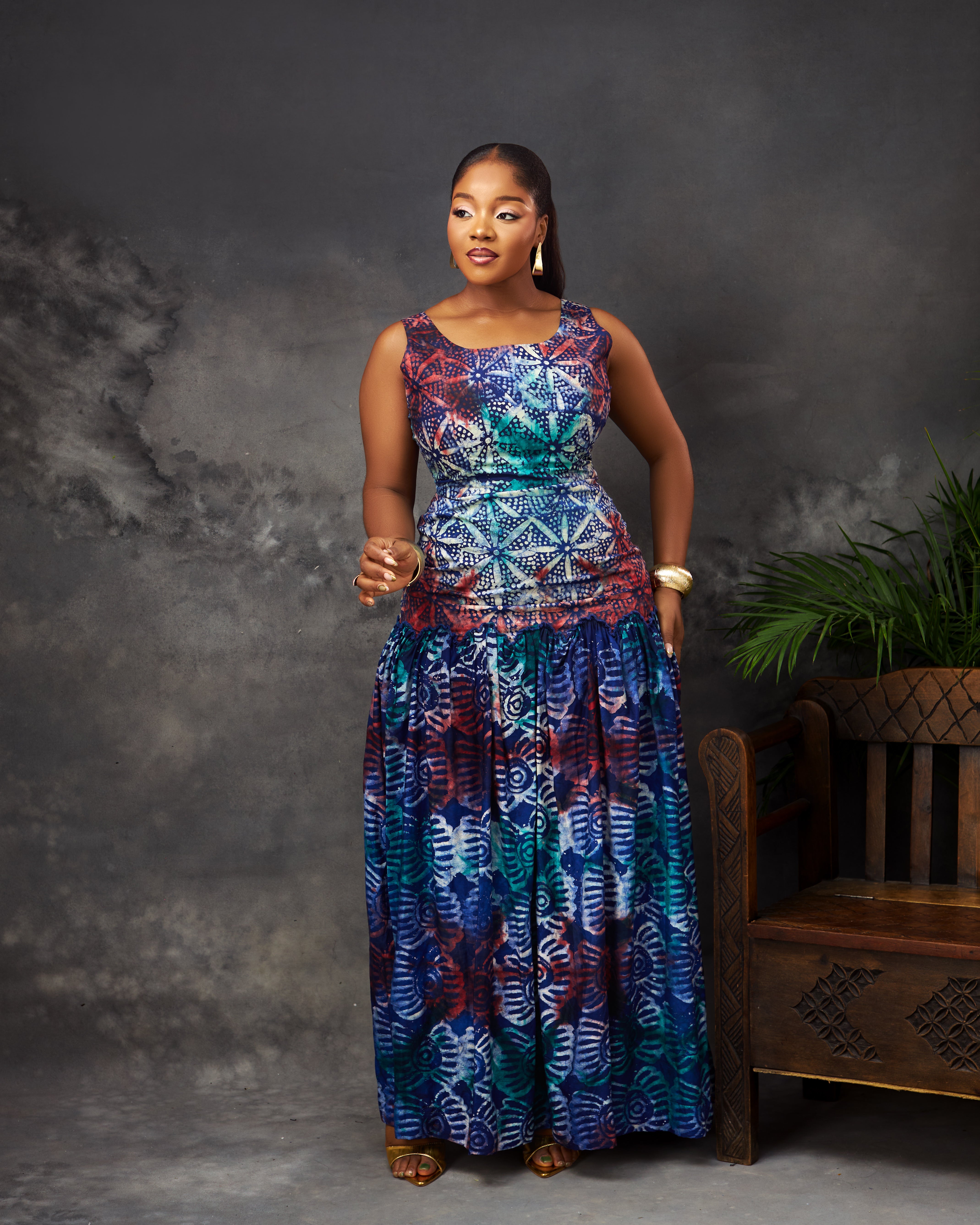Olà Dress in Adire hand-dyed fabric by CONCU BY CM — Nigerian fashion Lagos, sizes 8–22