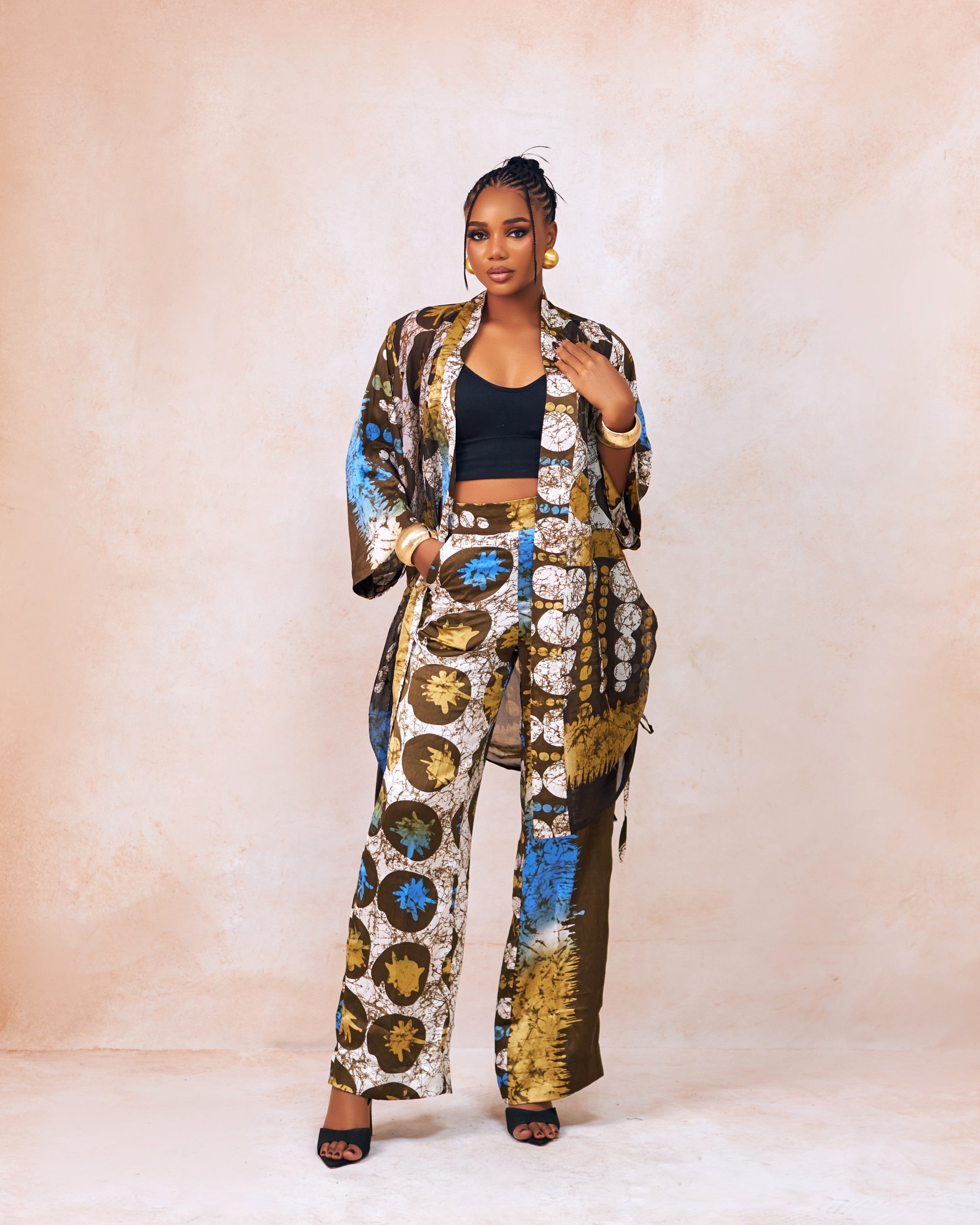 Ori Trouser Set in silk and chiffon by CONCU BY CM — Nigerian fashion Lagos, sizes 8–22