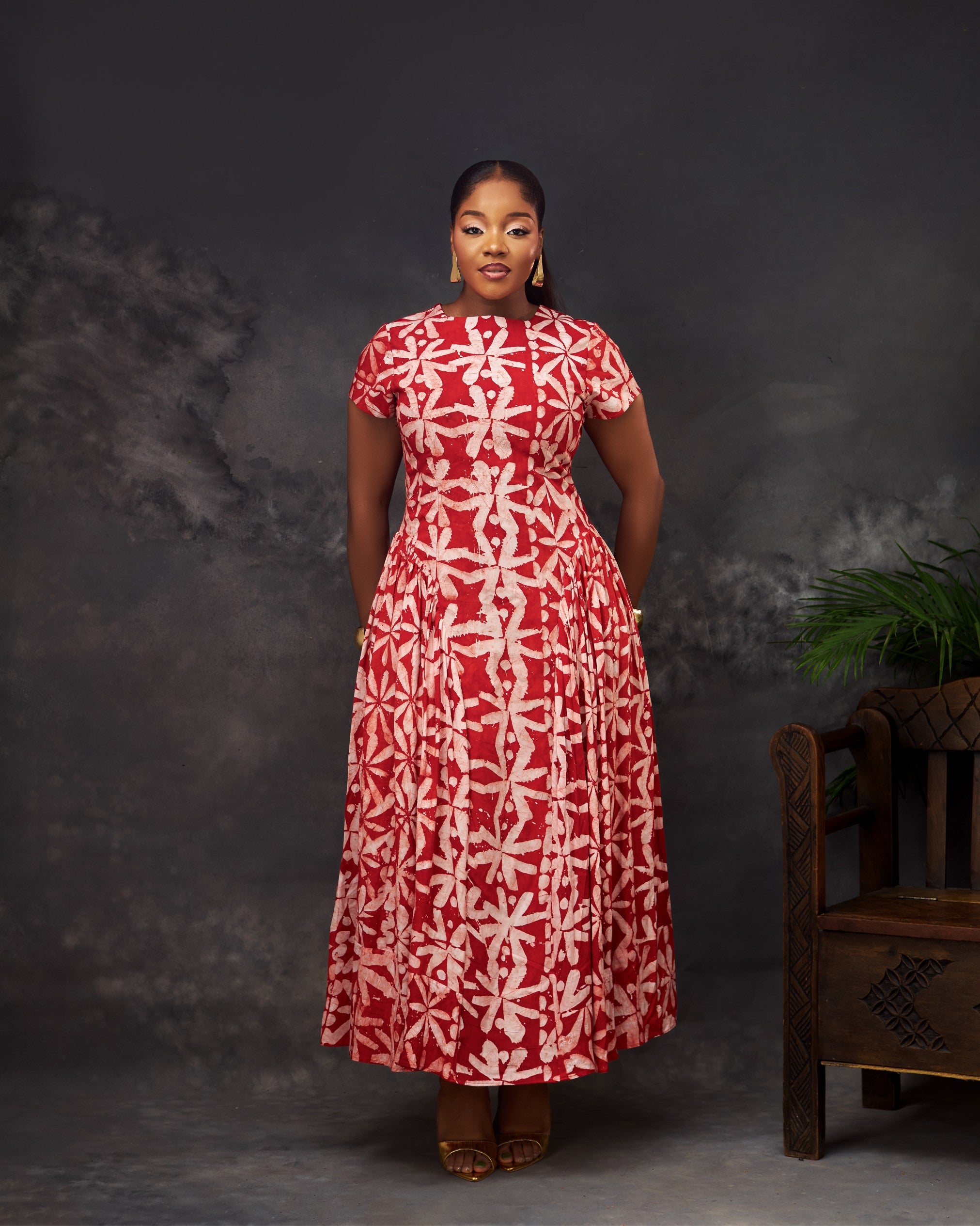 Paloma Dress in Adire hand-dyed fabric by CONCU BY CM — Nigerian fashion Lagos, sizes 8–22
