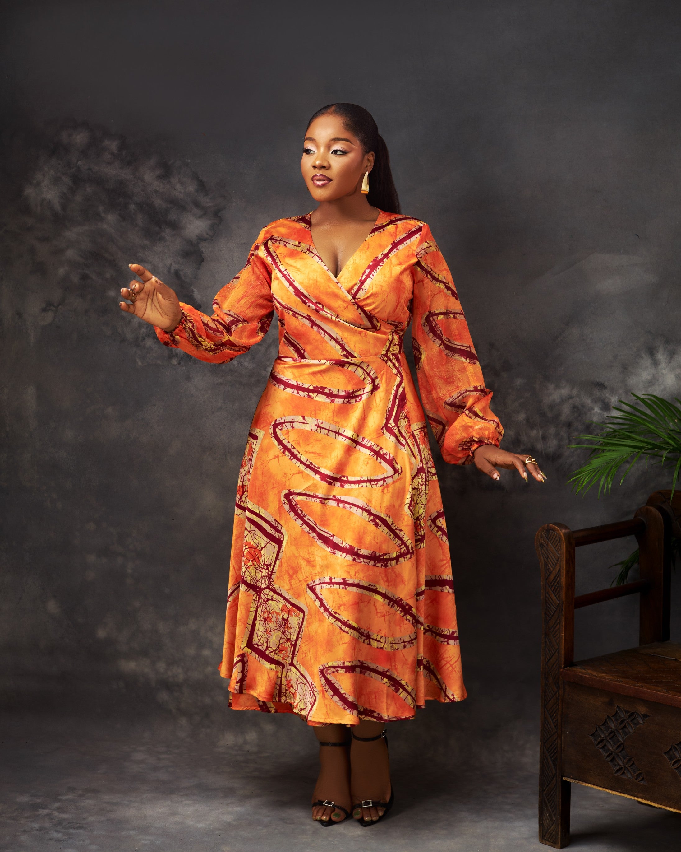 Uta Wrap Dress in silk by CONCU BY CM — contemporary Nigerian womenswear Lagos, sizes 8–22