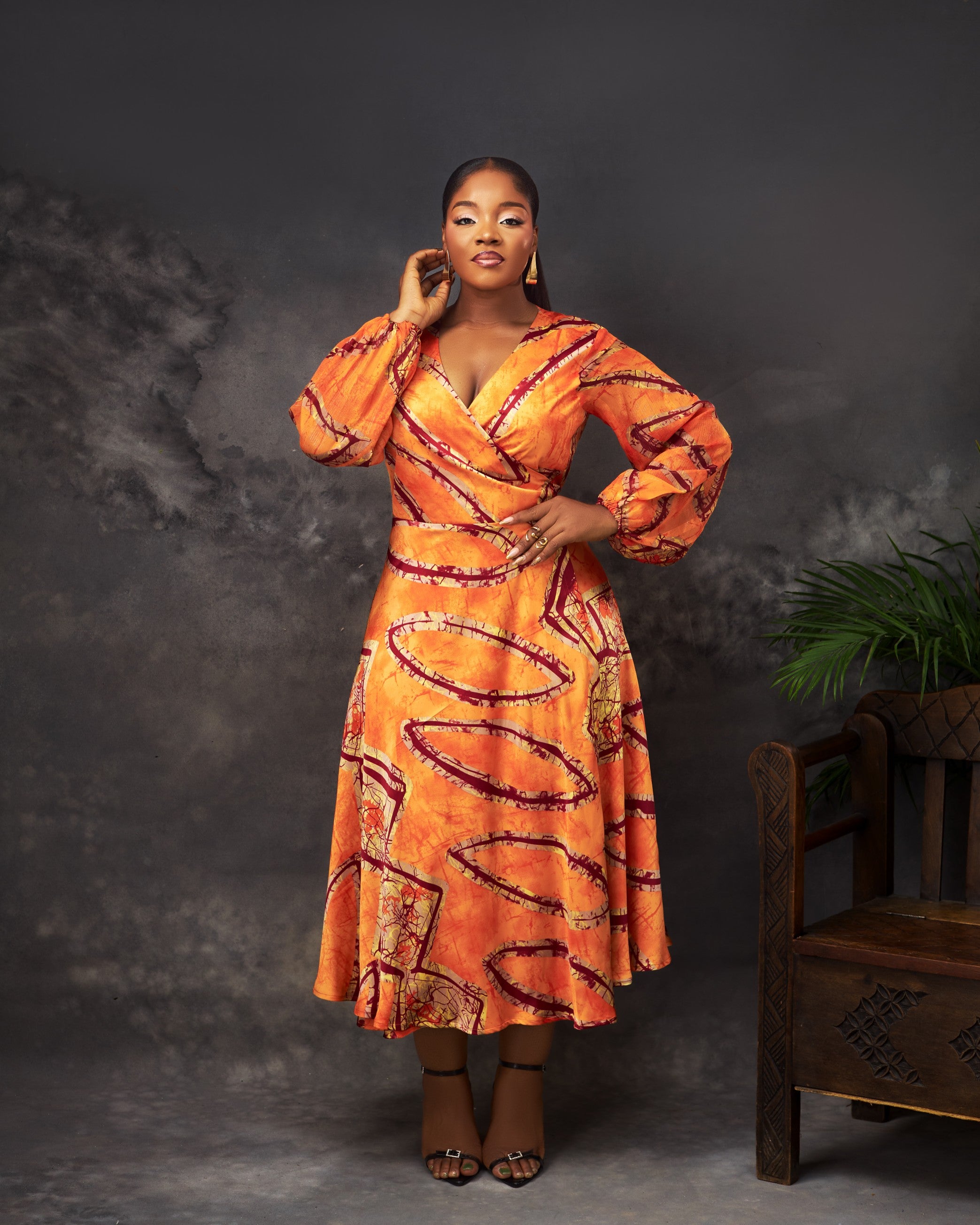 Uta Wrap Dress in silk by CONCU BY CM — contemporary Nigerian womenswear Lagos, sizes 8–22