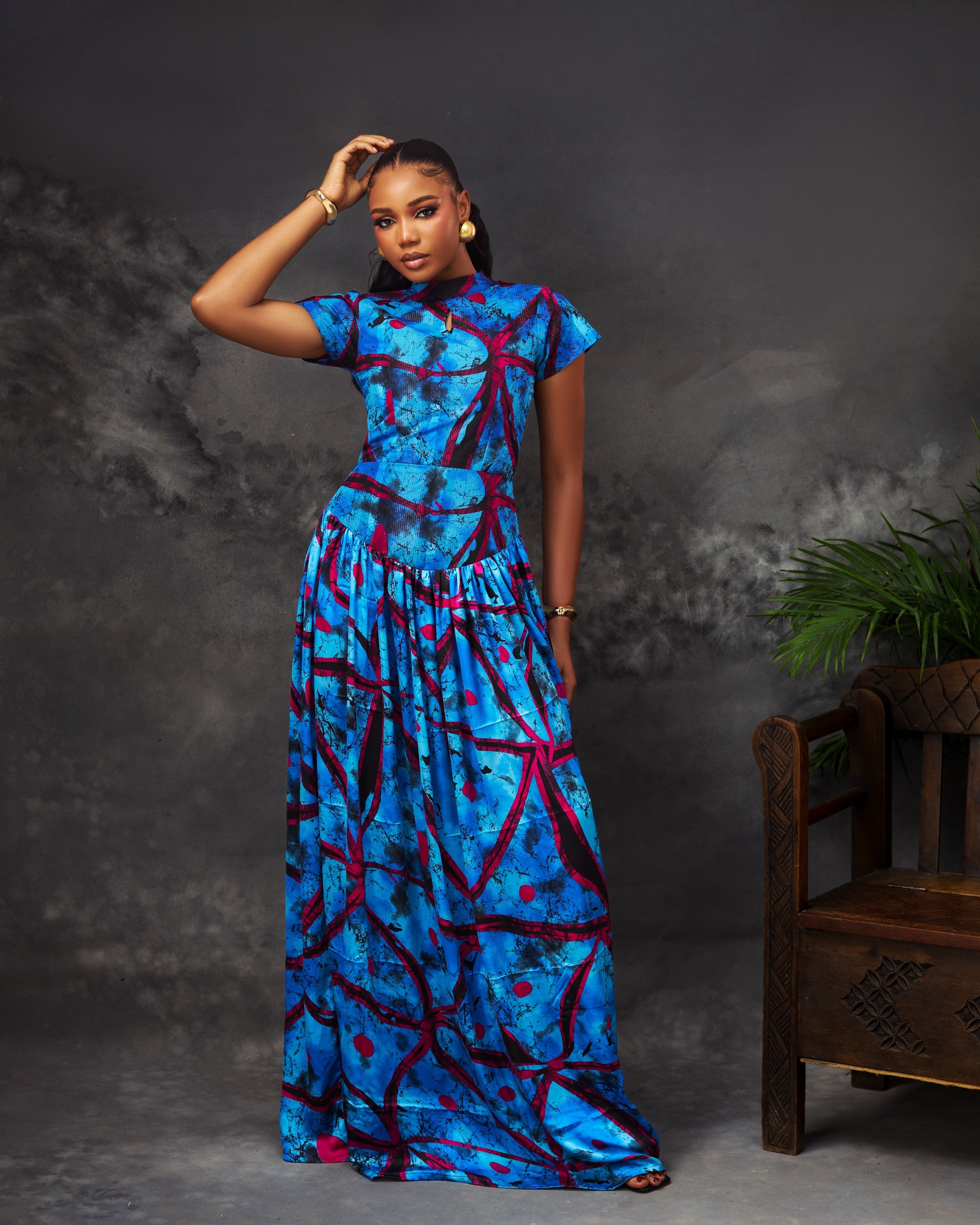 Aja  Dress in silk and chiffon by CONCU BY CM — Nigerian fashion Lagos, sizes 8–22
