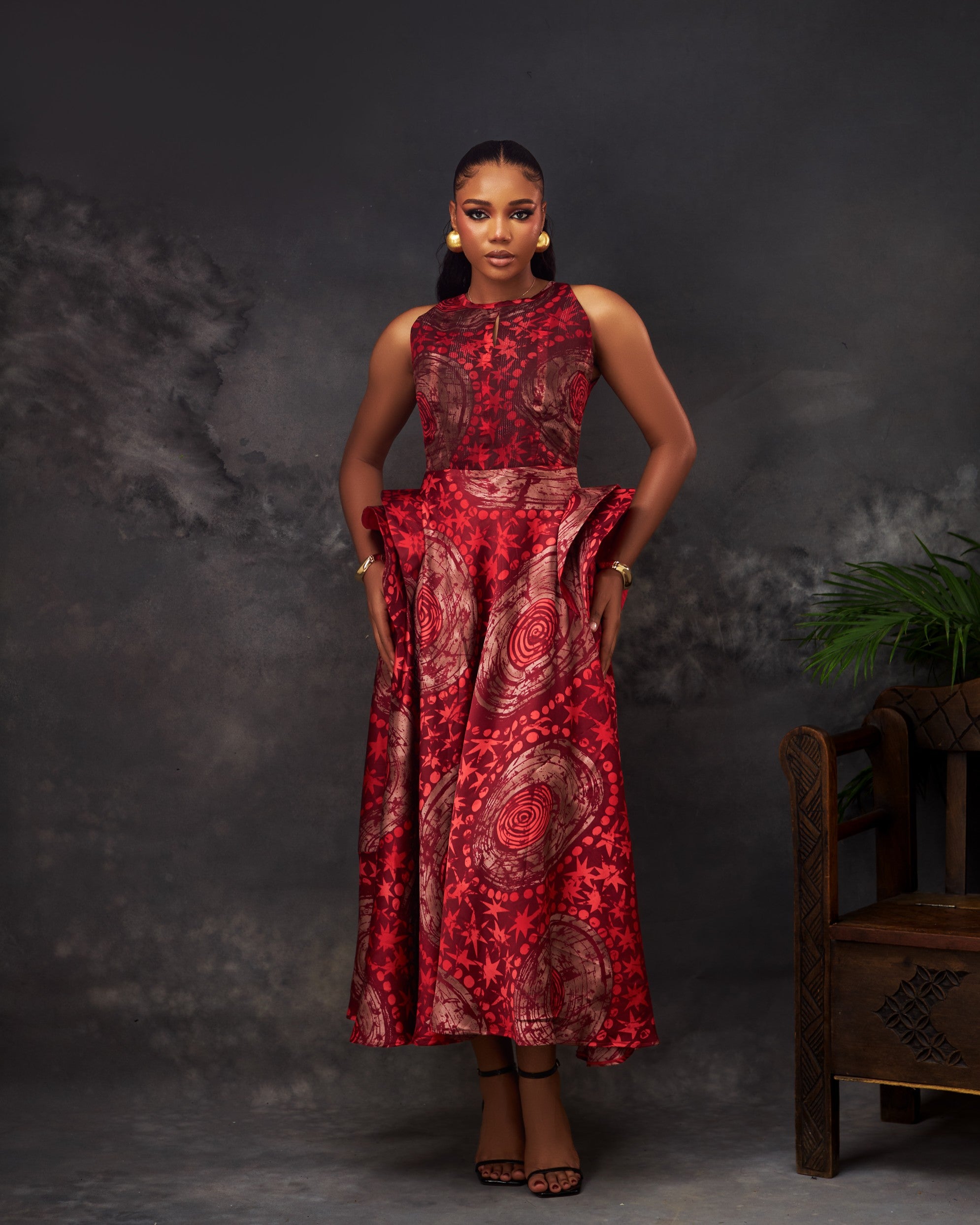 Akuolisa Dress in silk and chiffon by CONCU BY CM — Nigerian fashion Lagos, sizes 8–22