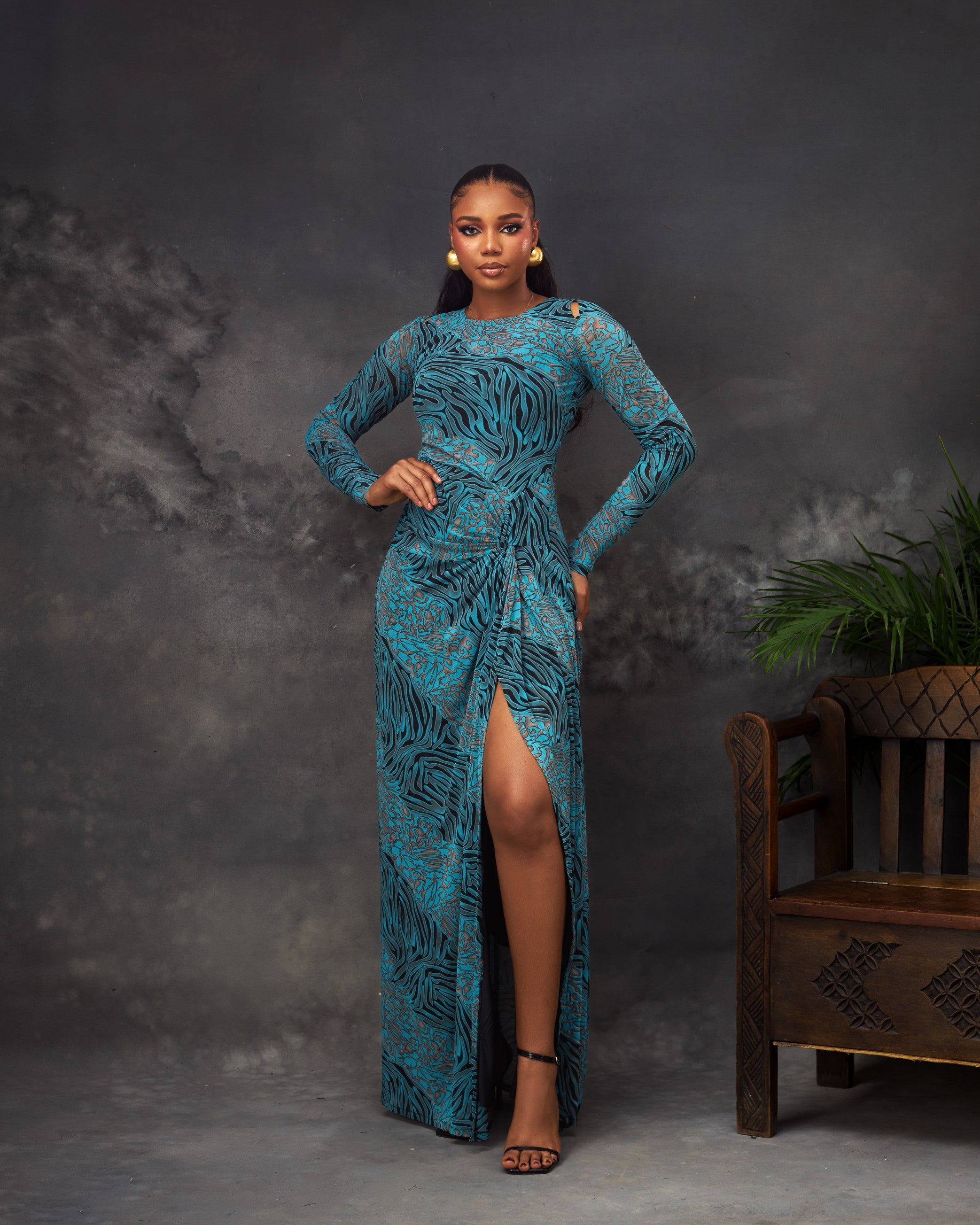 Amah Dress in mesh by CONCU BY CM — contemporary Nigerian fashion Lagos, sizes 8–22