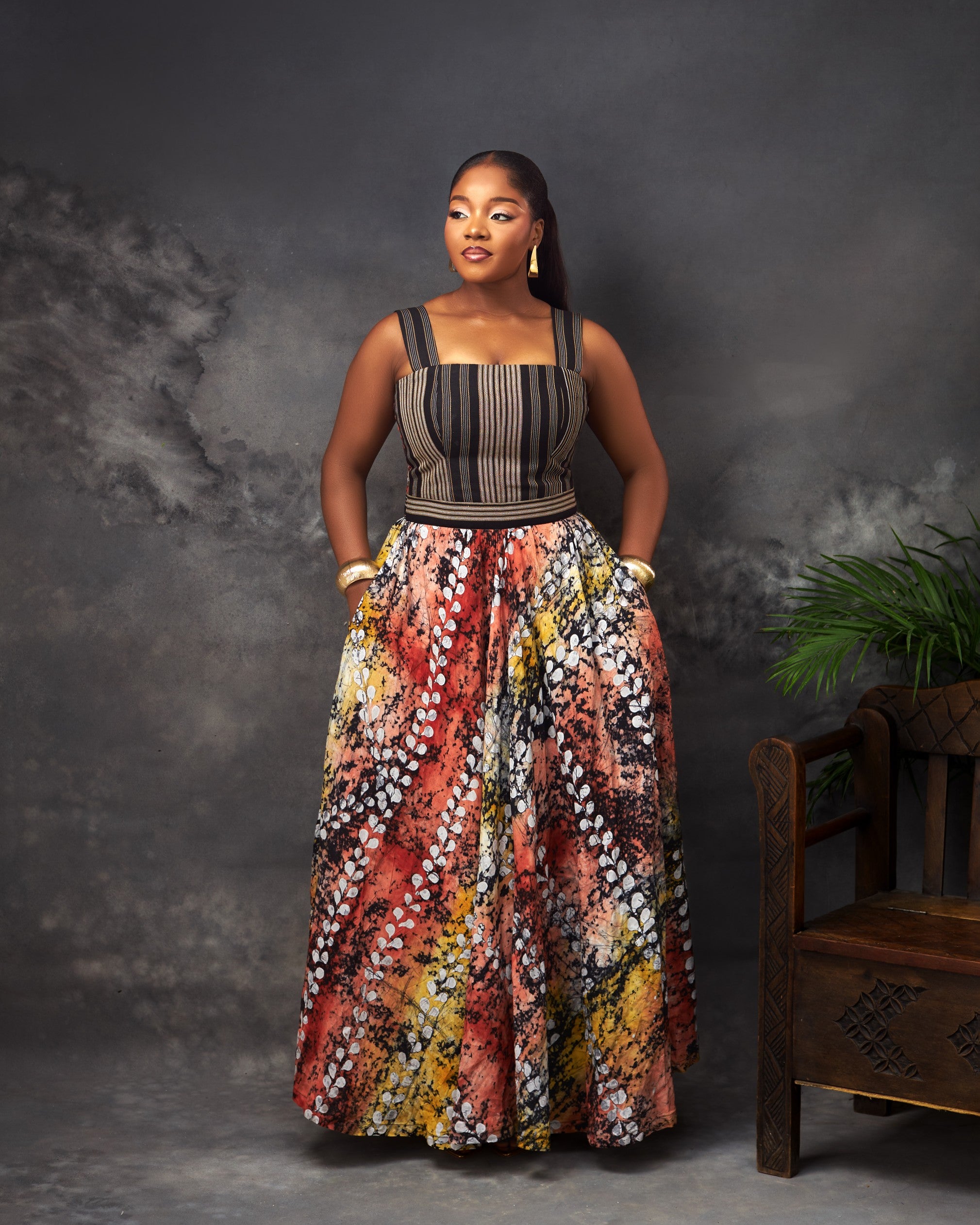 Amara Dress in silk by CONCU BY CM — contemporary Nigerian womenswear Lagos, sizes 8–22