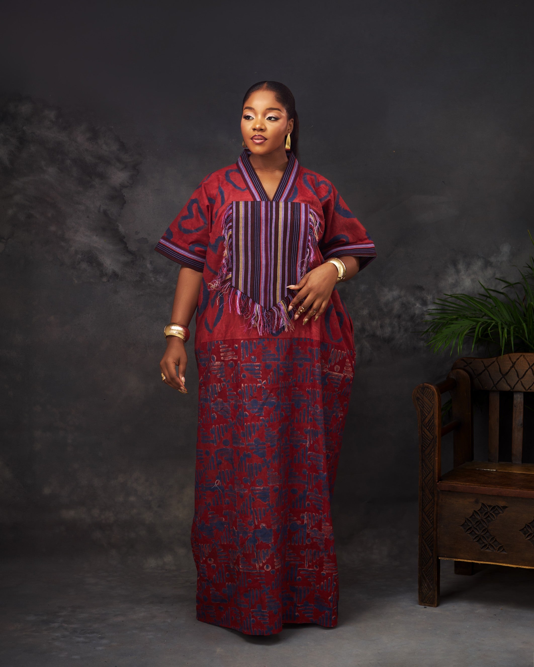 Bou Bou ( Aso) in Adire hand-dyed fabric by CONCU BY CM — Nigerian fashion Lagos, sizes 8–22