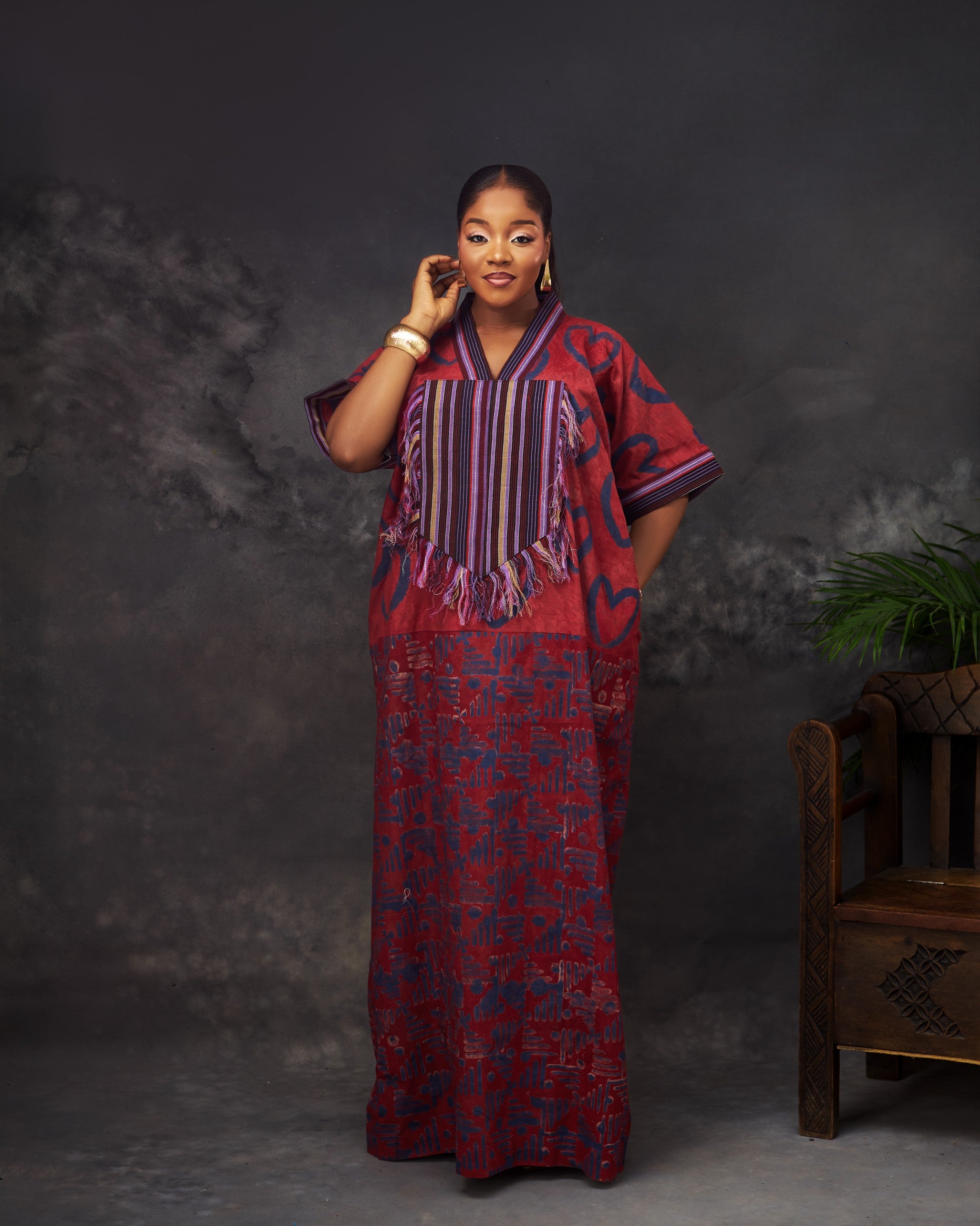 Bou Bou ( Aso) in Adire hand-dyed fabric by CONCU BY CM — Nigerian fashion Lagos, sizes 8–22
