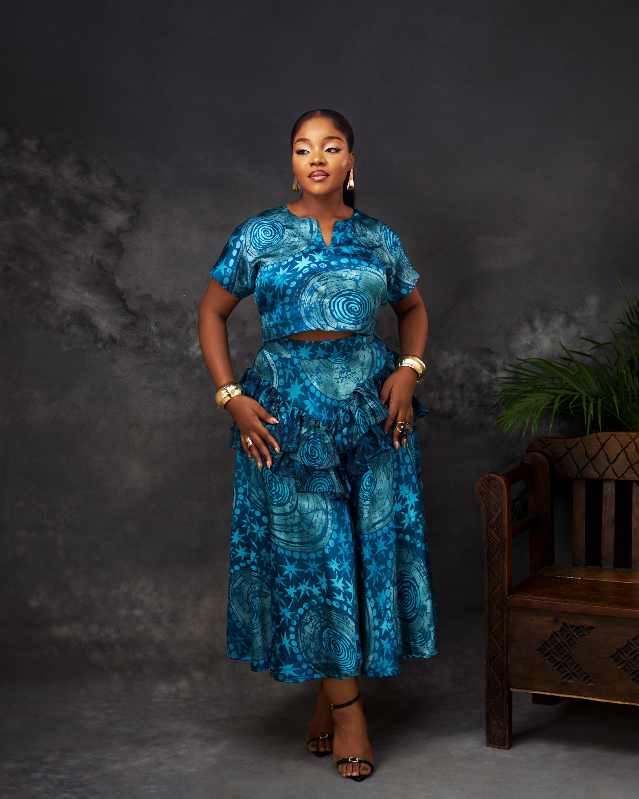 Elena Set in silk and chiffon by CONCU BY CM — Nigerian fashion Lagos, sizes 8–22