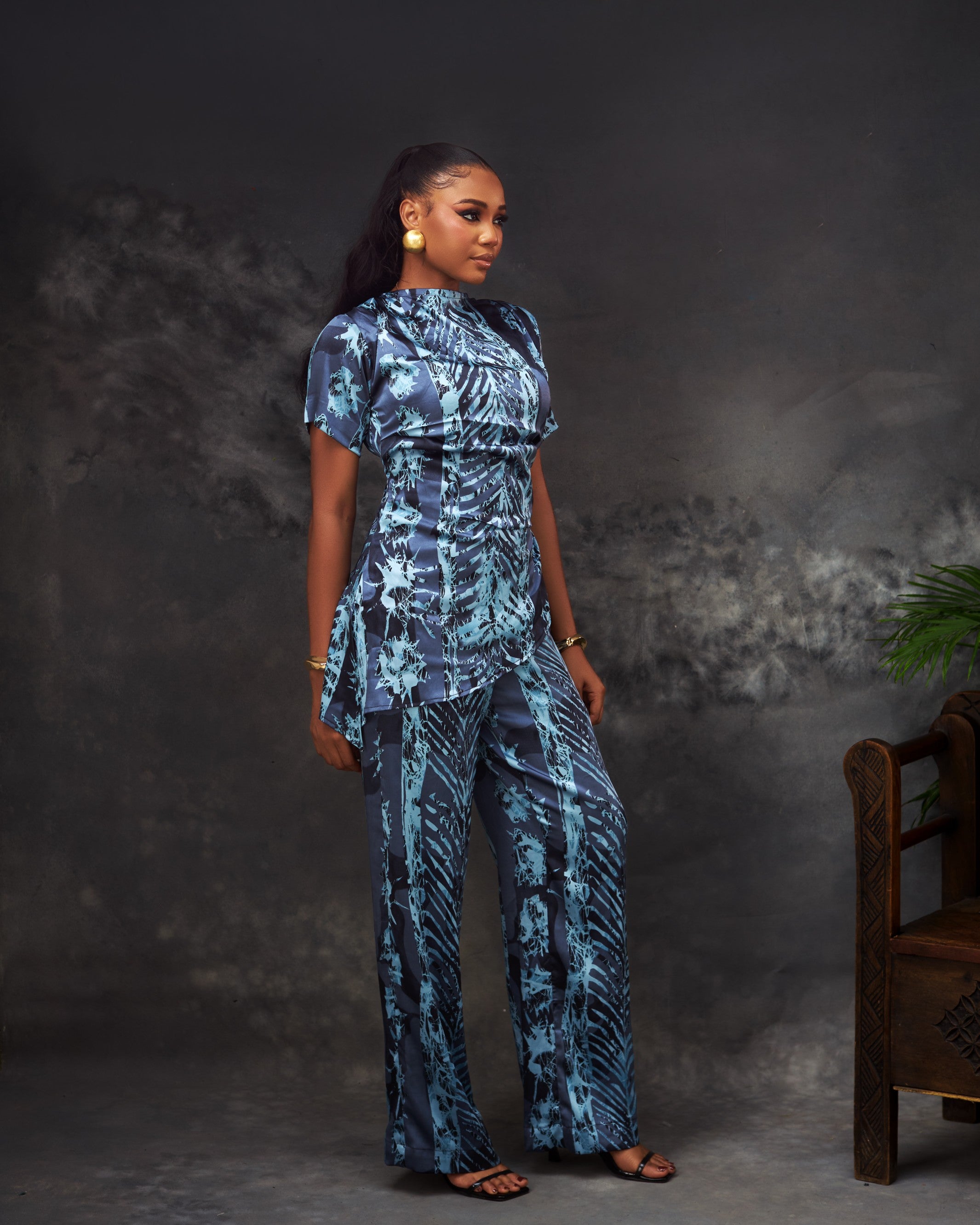 Gael Trouser Set in silk by CONCU BY CM — contemporary Nigerian womenswear Lagos, sizes 8–22