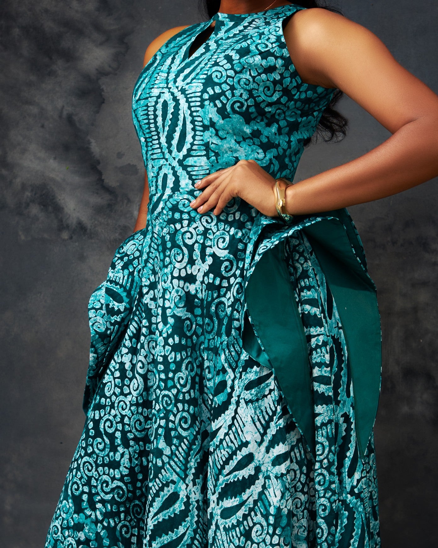 Isi Dress in Adire hand-dyed fabric by CONCU BY CM — Nigerian fashion Lagos, sizes 8–22