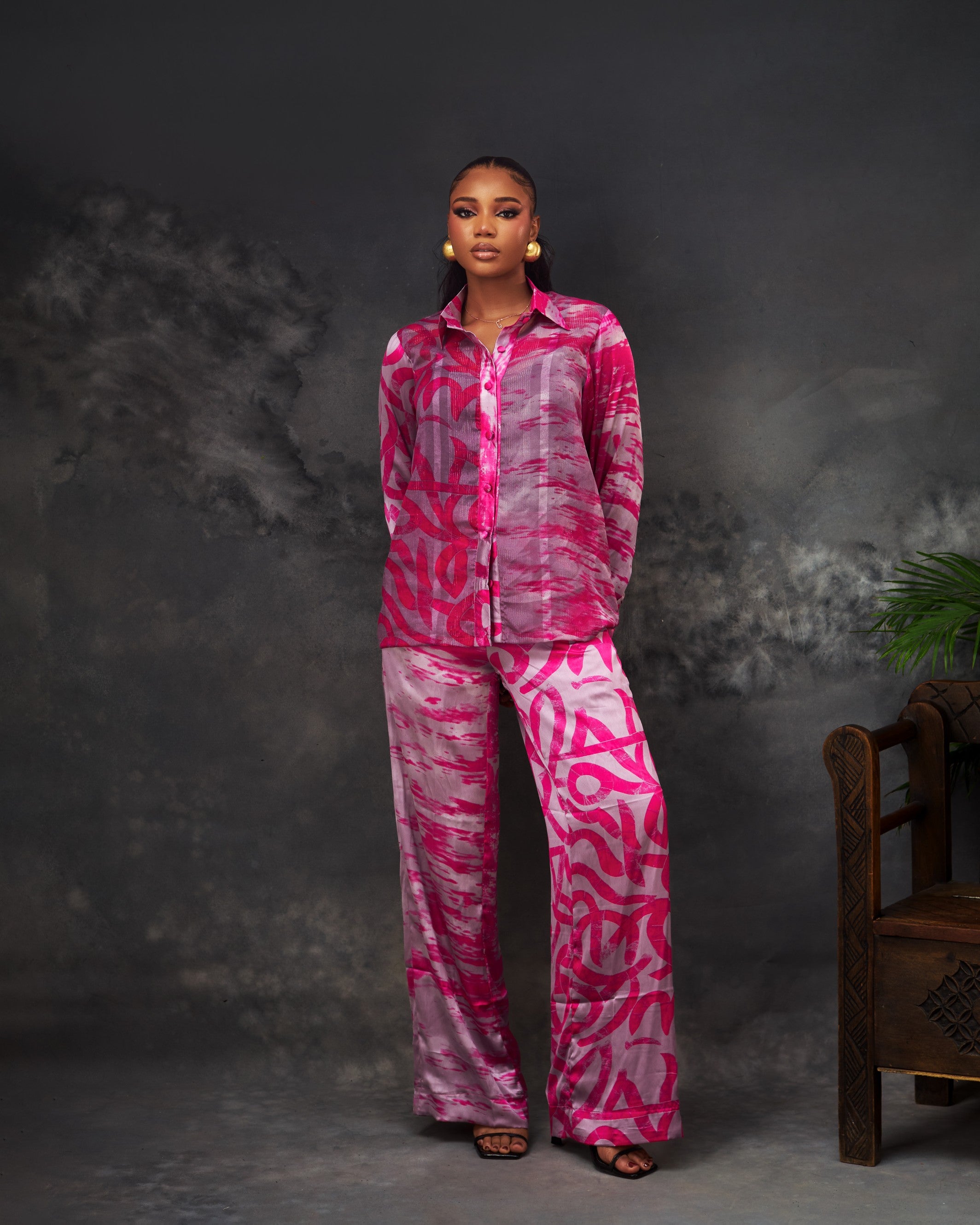 Maria Trouser Set in silk and chiffon by CONCU BY CM — Nigerian fashion Lagos, sizes 8–22