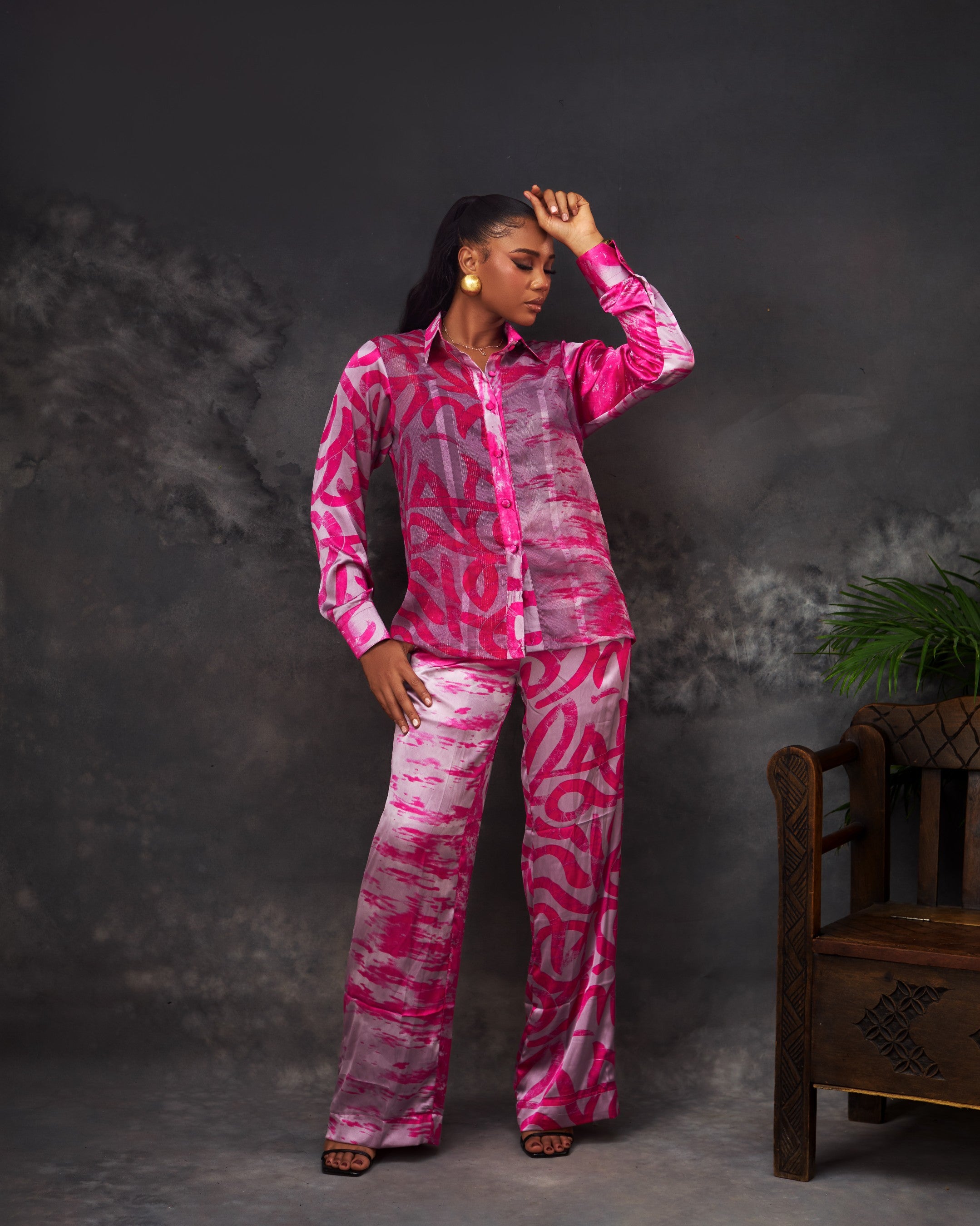 Maria Trouser Set in silk and chiffon by CONCU BY CM — Nigerian fashion Lagos, sizes 8–22