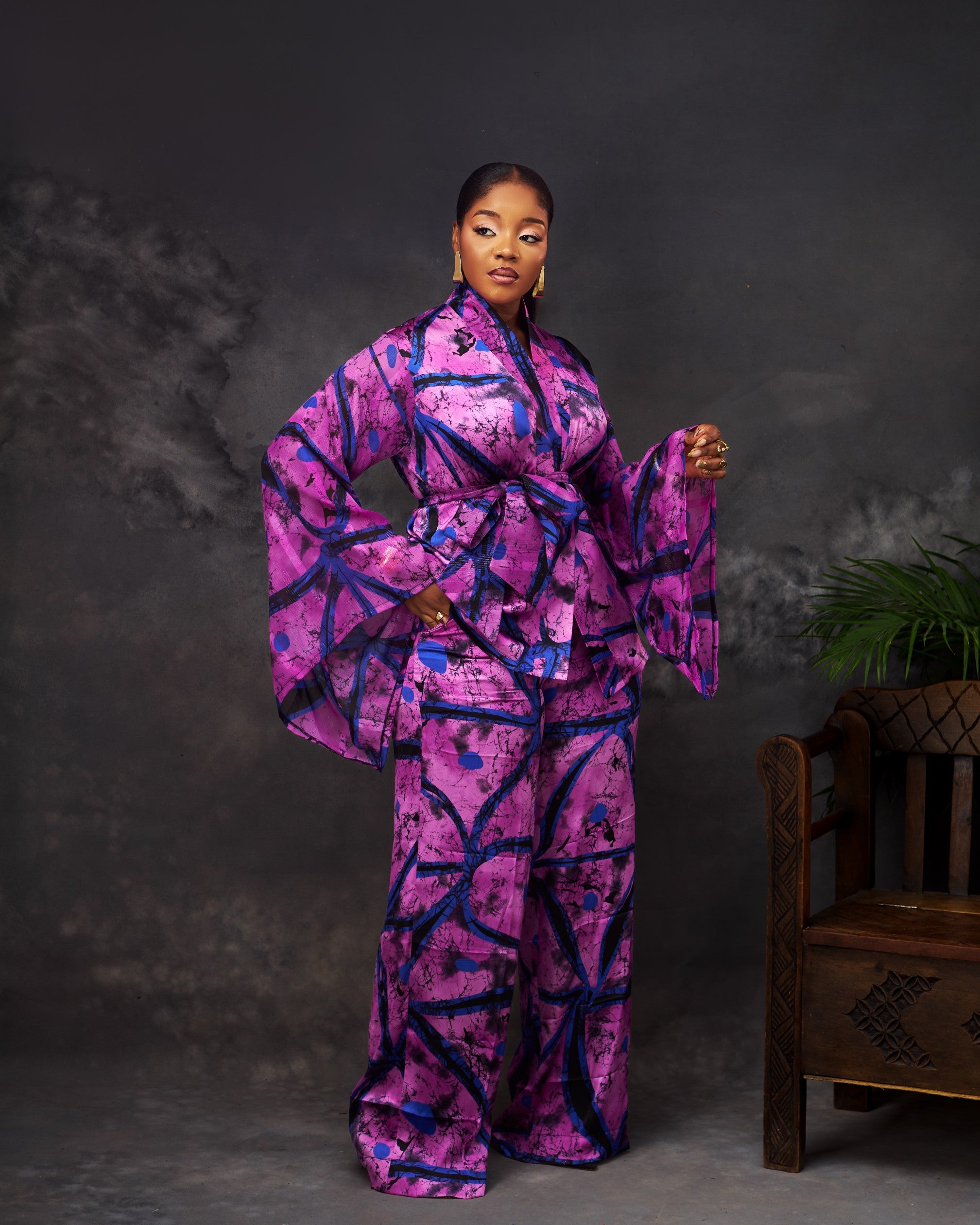 Mila Trouser Set in silk and chiffon by CONCU BY CM — Nigerian fashion Lagos, sizes 8–22