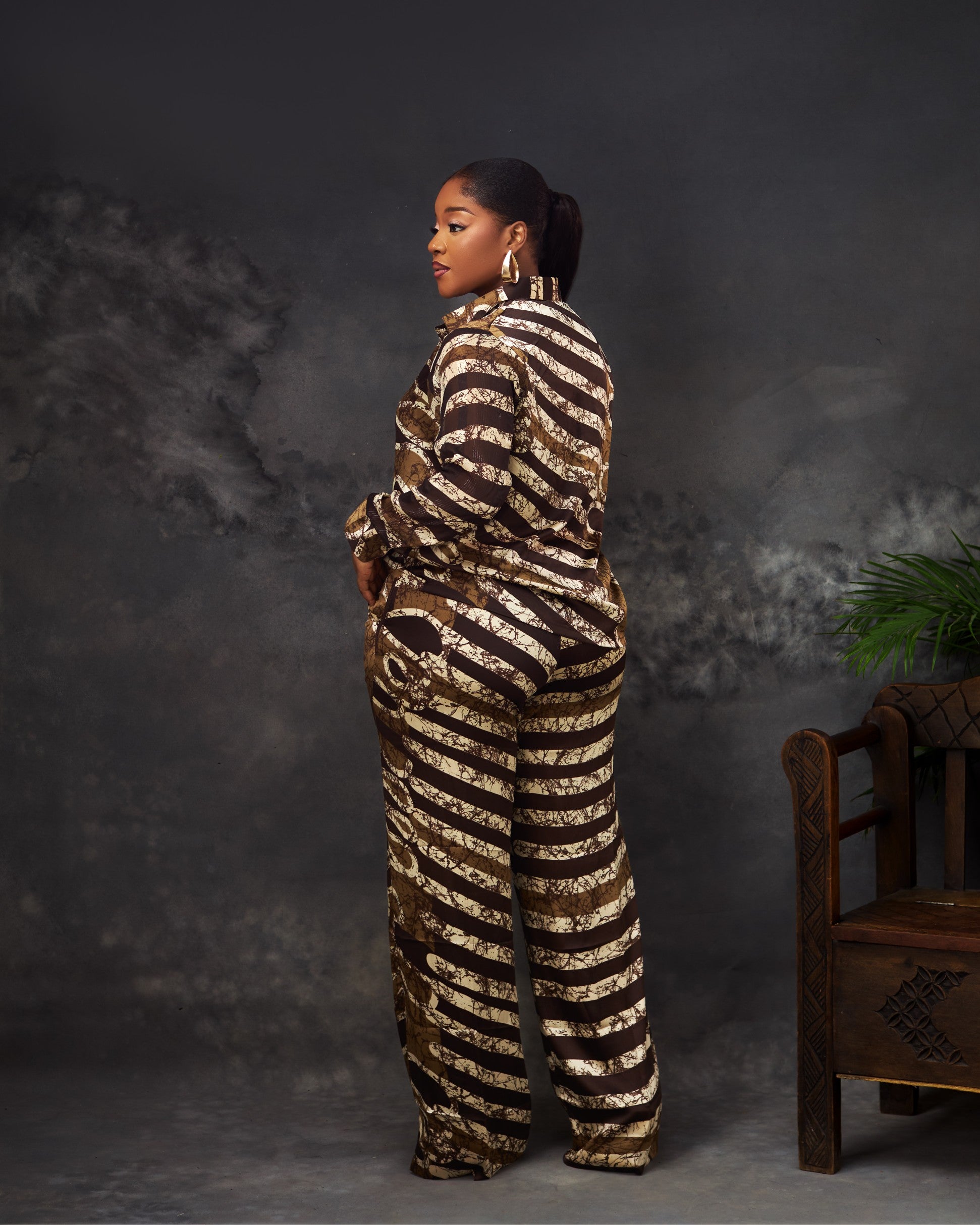 Nana Trouser Set in silk and chiffon by CONCU BY CM — Nigerian fashion Lagos, sizes 8–22