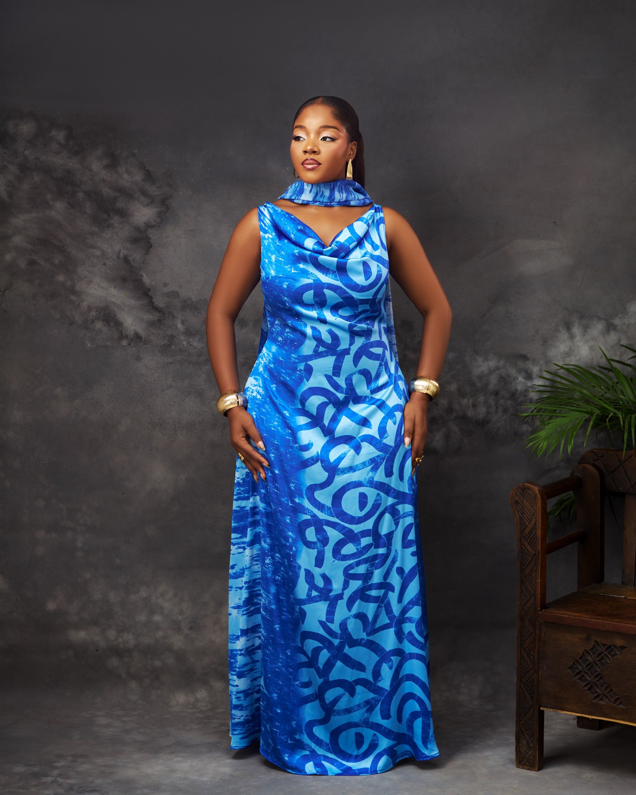 Nri Dress in silk by CONCU BY CM — contemporary Nigerian womenswear Lagos, sizes 8–22