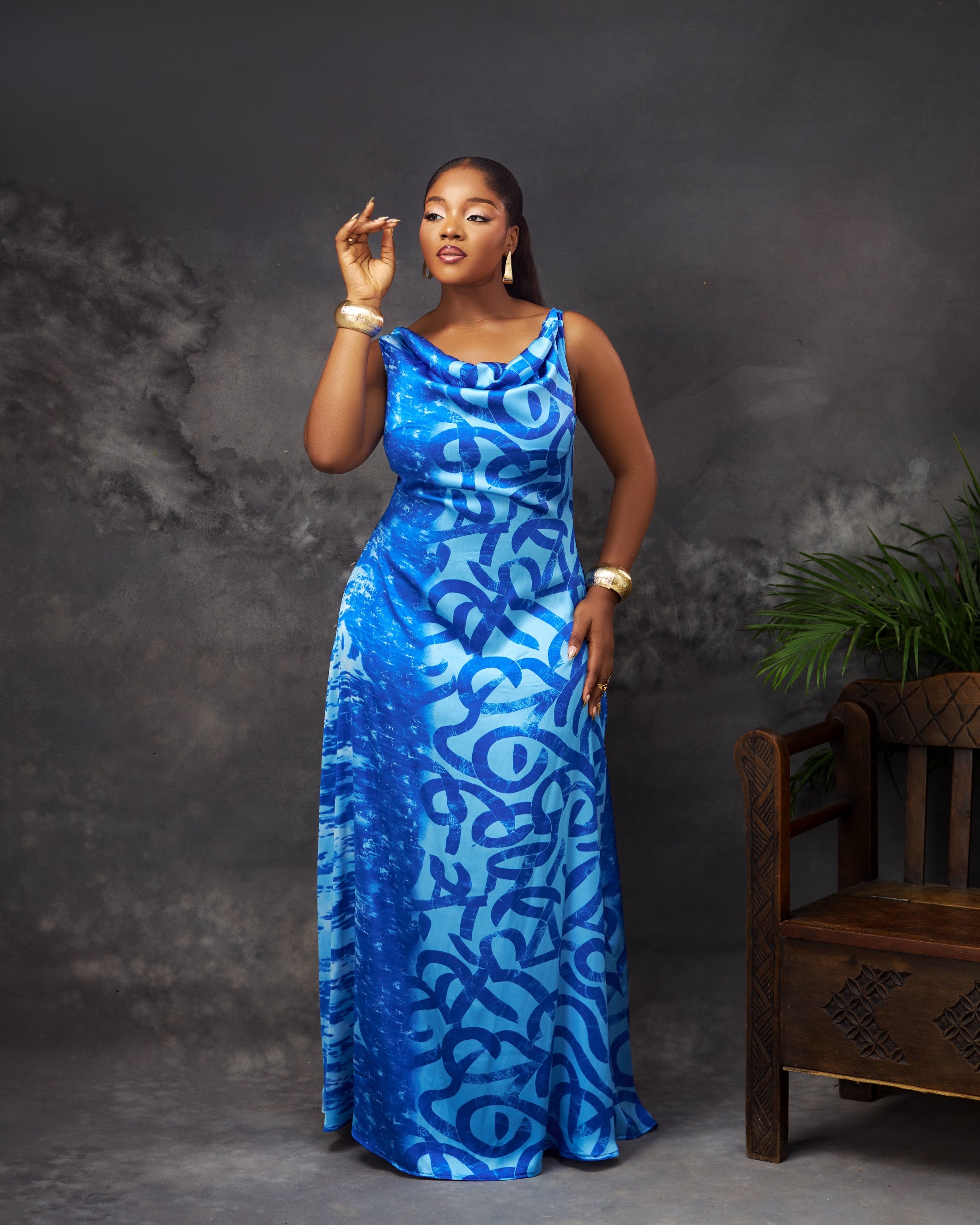 Nri Dress in silk by CONCU BY CM — contemporary Nigerian womenswear Lagos, sizes 8–22