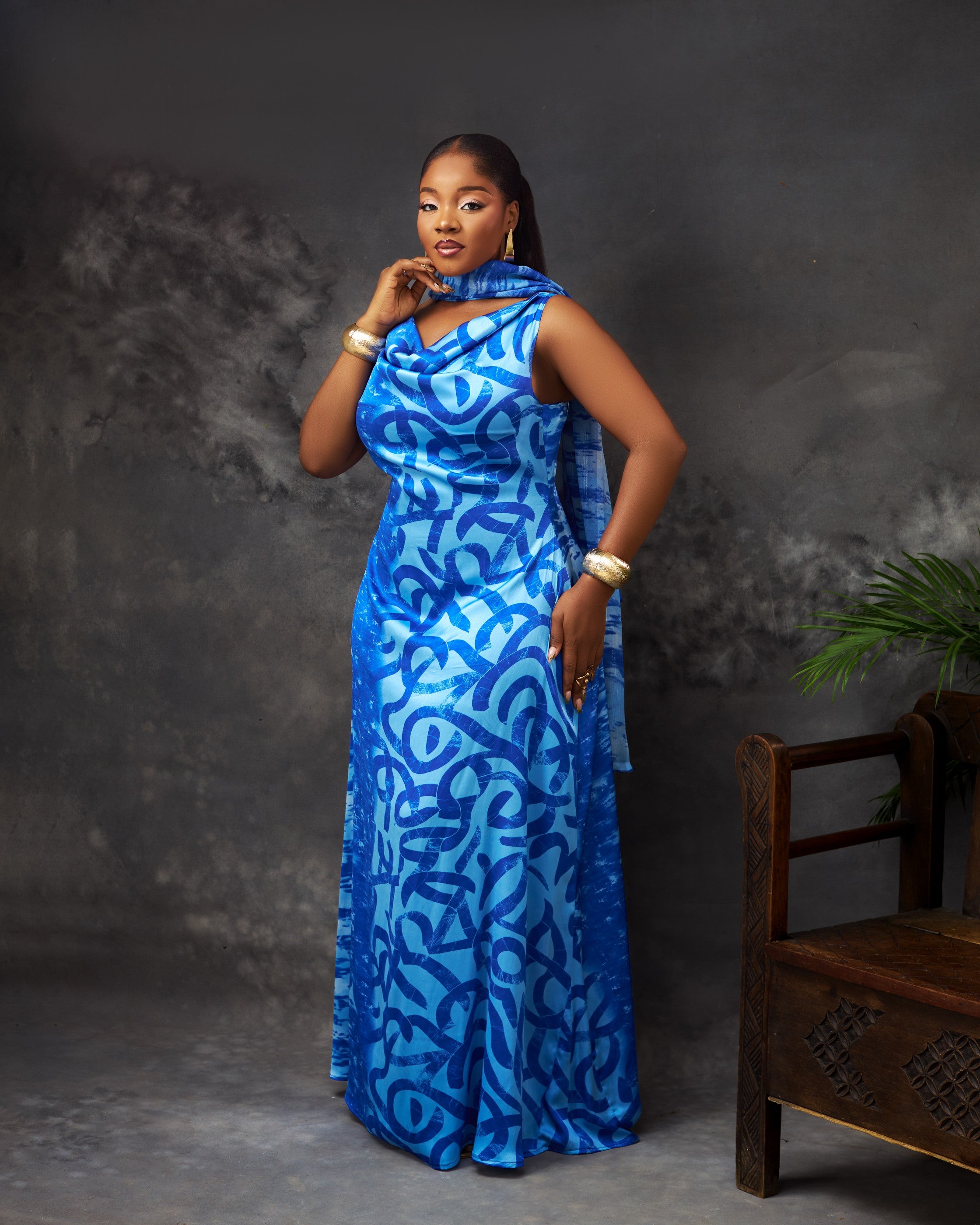 Nri Dress in silk by CONCU BY CM — contemporary Nigerian womenswear Lagos, sizes 8–22