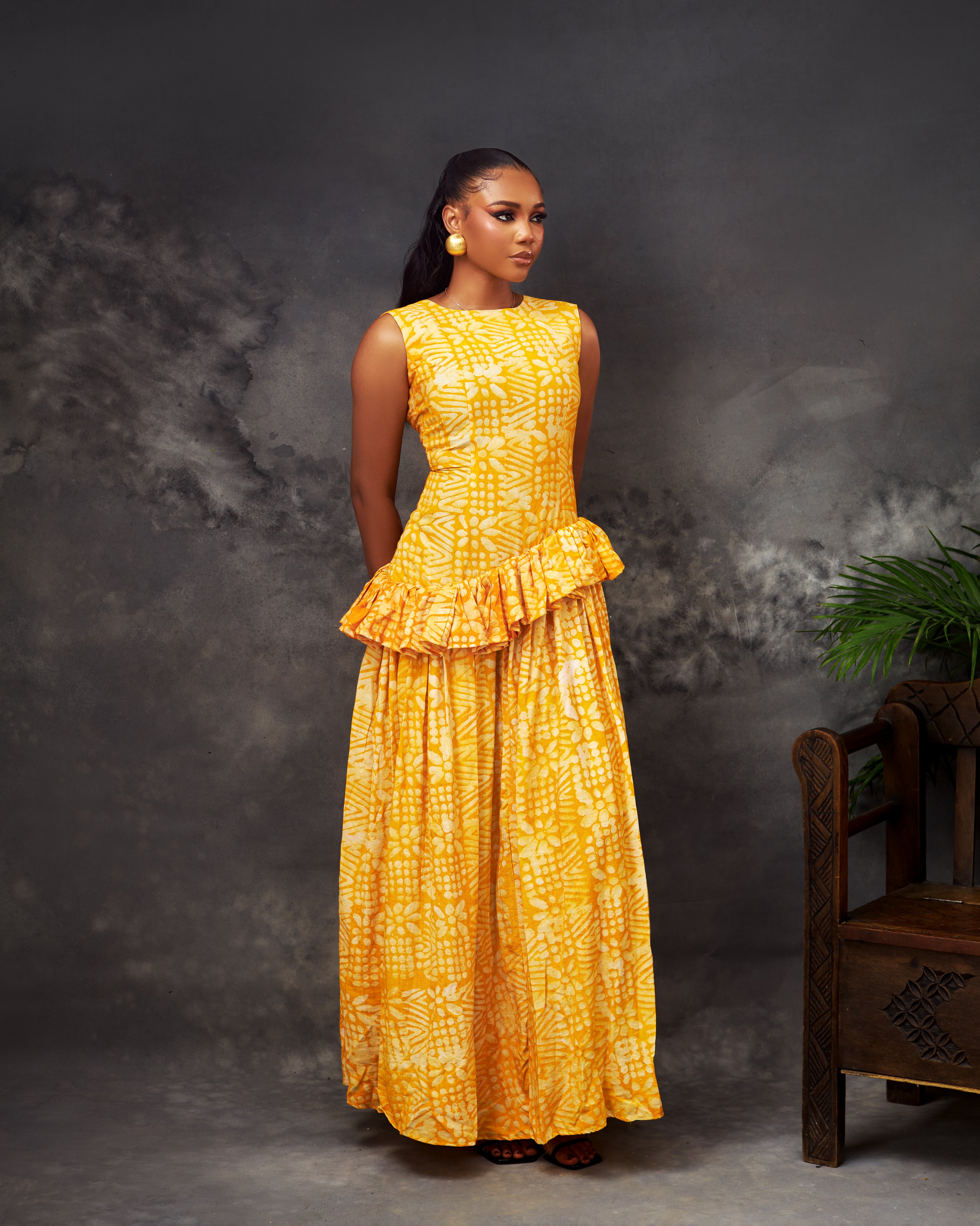 Odimma Dress in Adire hand-dyed fabric by CONCU BY CM — Nigerian fashion Lagos, sizes 8–22