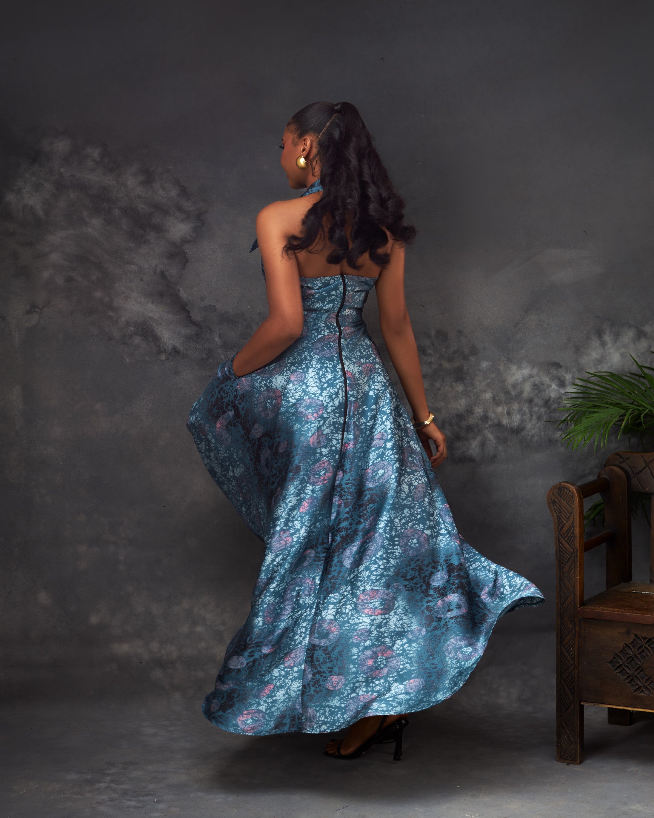 Oge Dress in silk by CONCU BY CM — contemporary Nigerian womenswear Lagos, sizes 8–22
