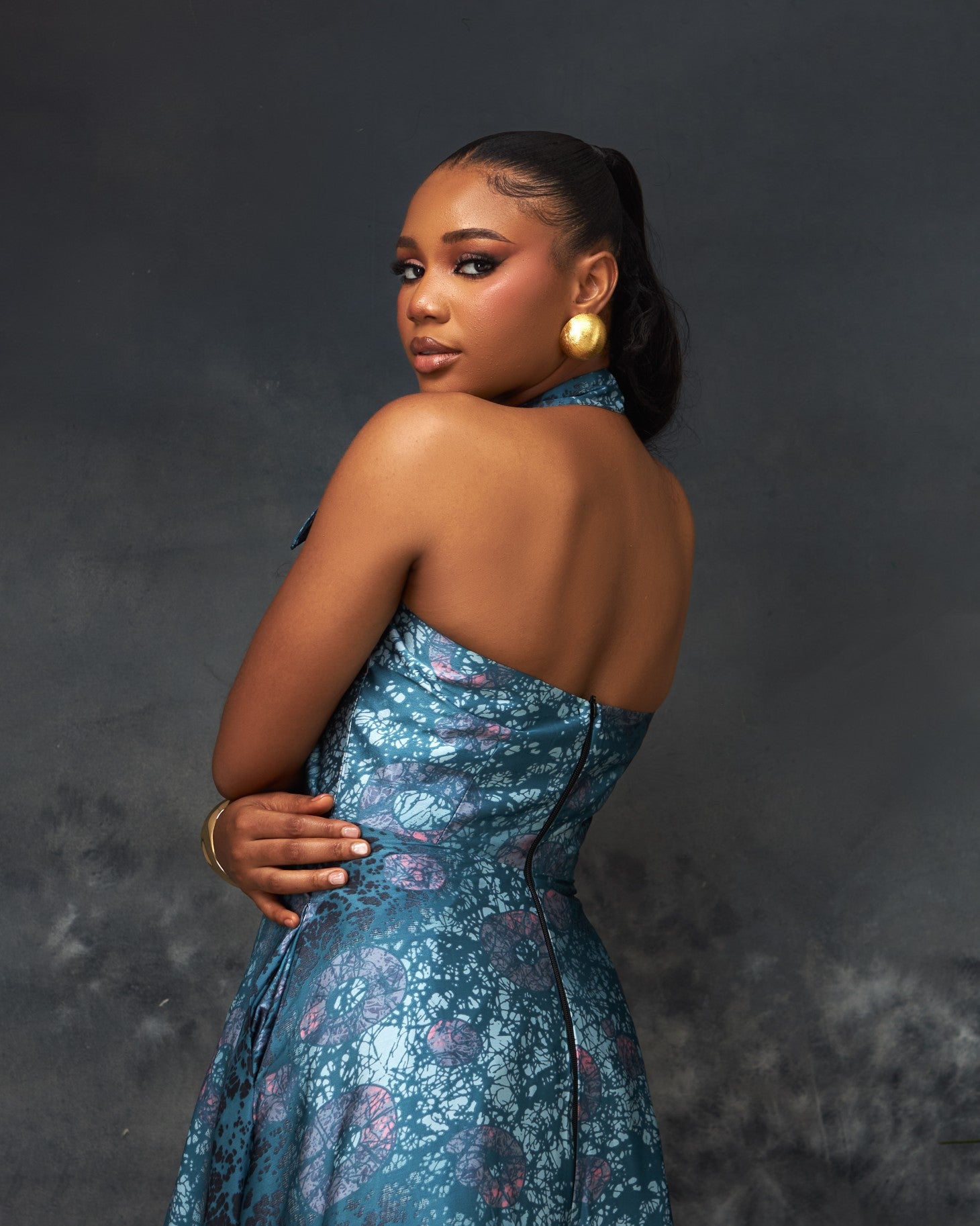 Oge Dress in silk by CONCU BY CM — contemporary Nigerian womenswear Lagos, sizes 8–22