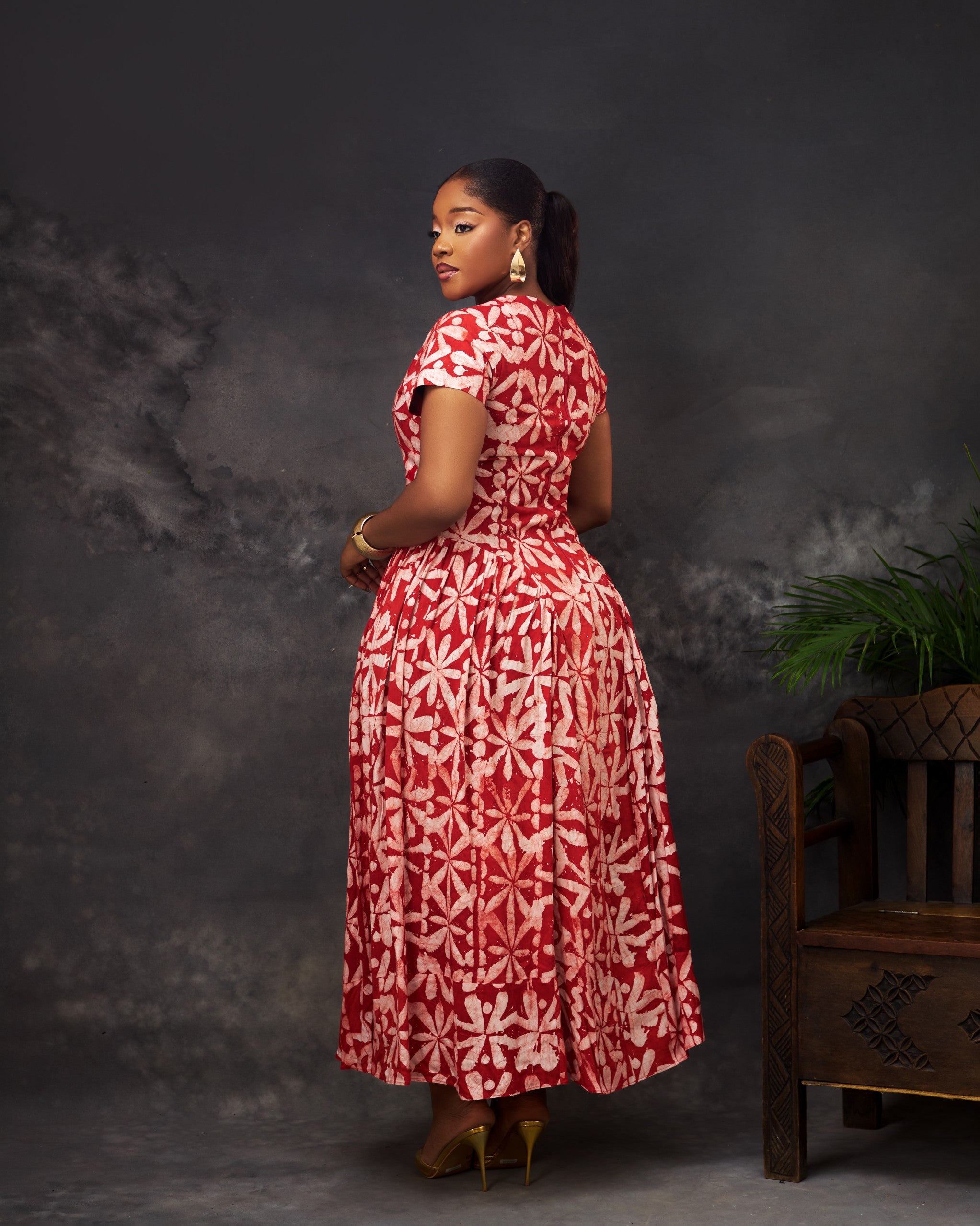 Paloma Dress in Adire hand-dyed fabric by CONCU BY CM — Nigerian fashion Lagos, sizes 8–22