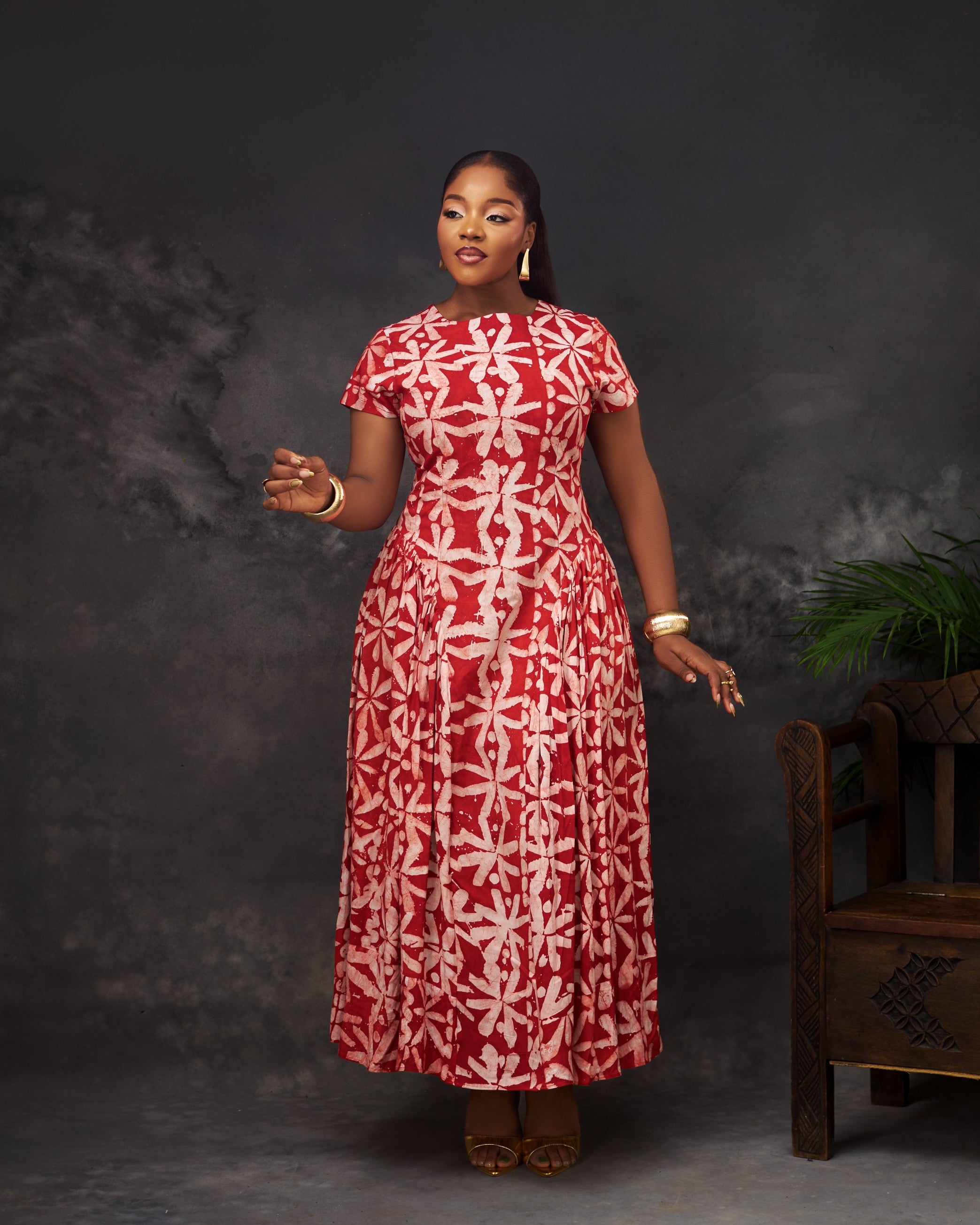 Paloma Dress in Adire hand-dyed fabric by CONCU BY CM — Nigerian fashion Lagos, sizes 8–22