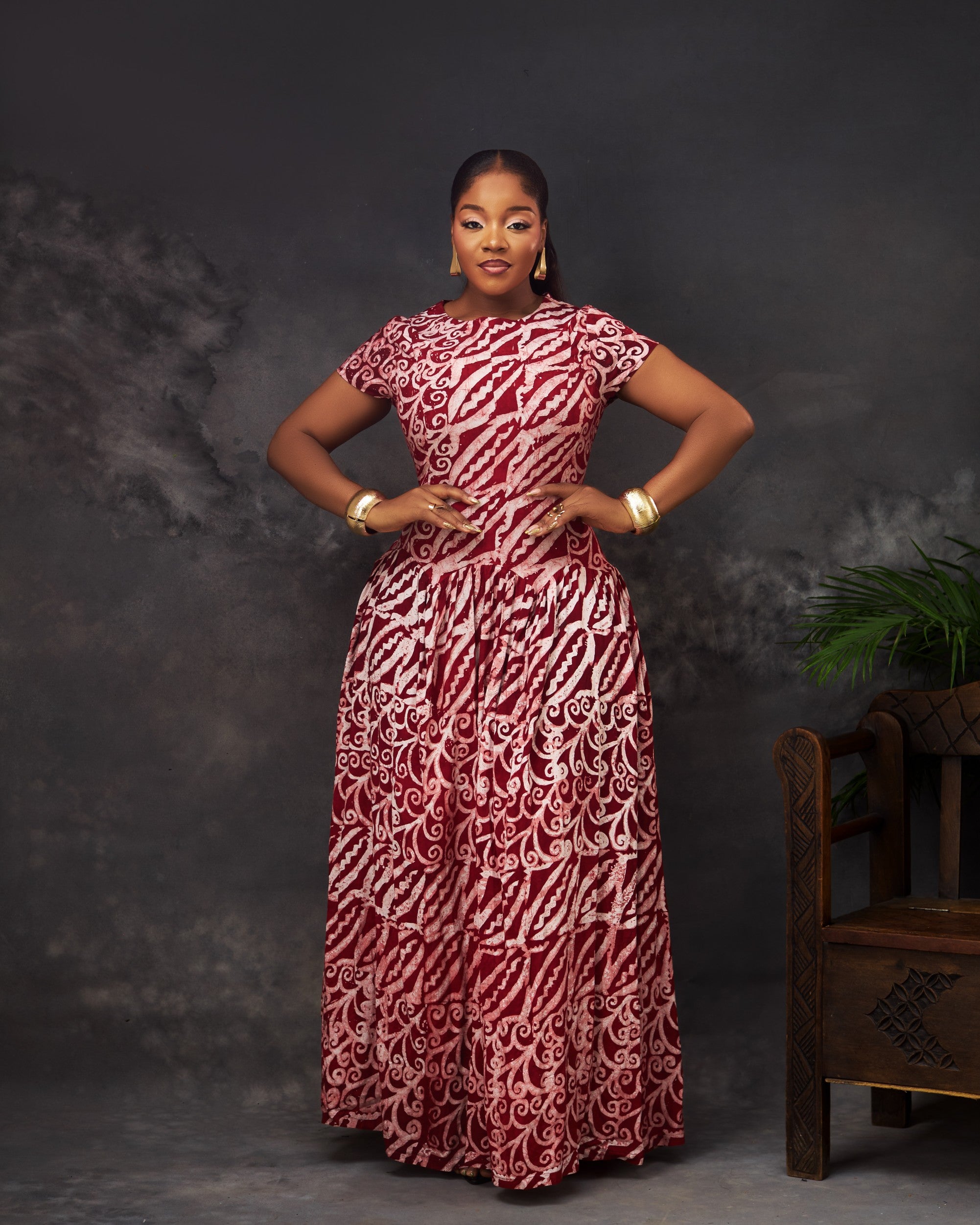 Ugochi  Dress in Adire hand-dyed fabric by CONCU BY CM — Nigerian fashion Lagos, sizes 8–22