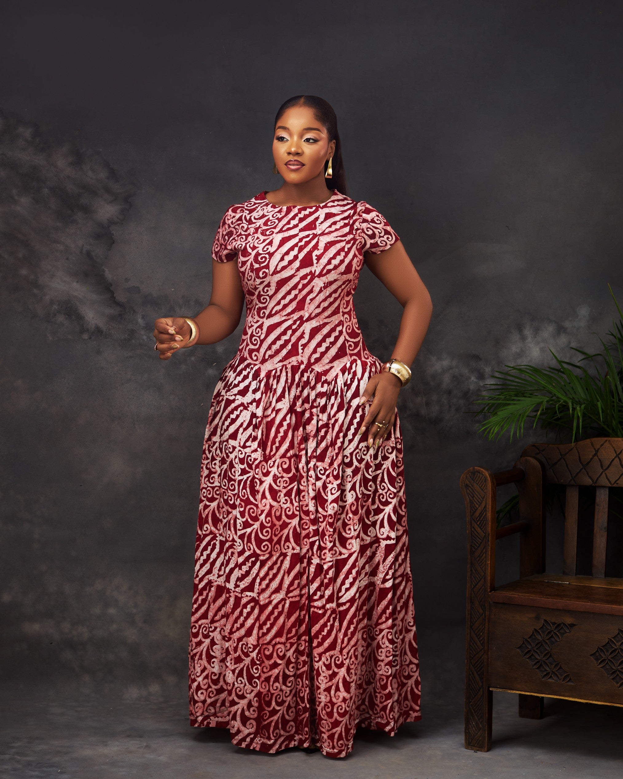 Ugochi  Dress in Adire hand-dyed fabric by CONCU BY CM — Nigerian fashion Lagos, sizes 8–22