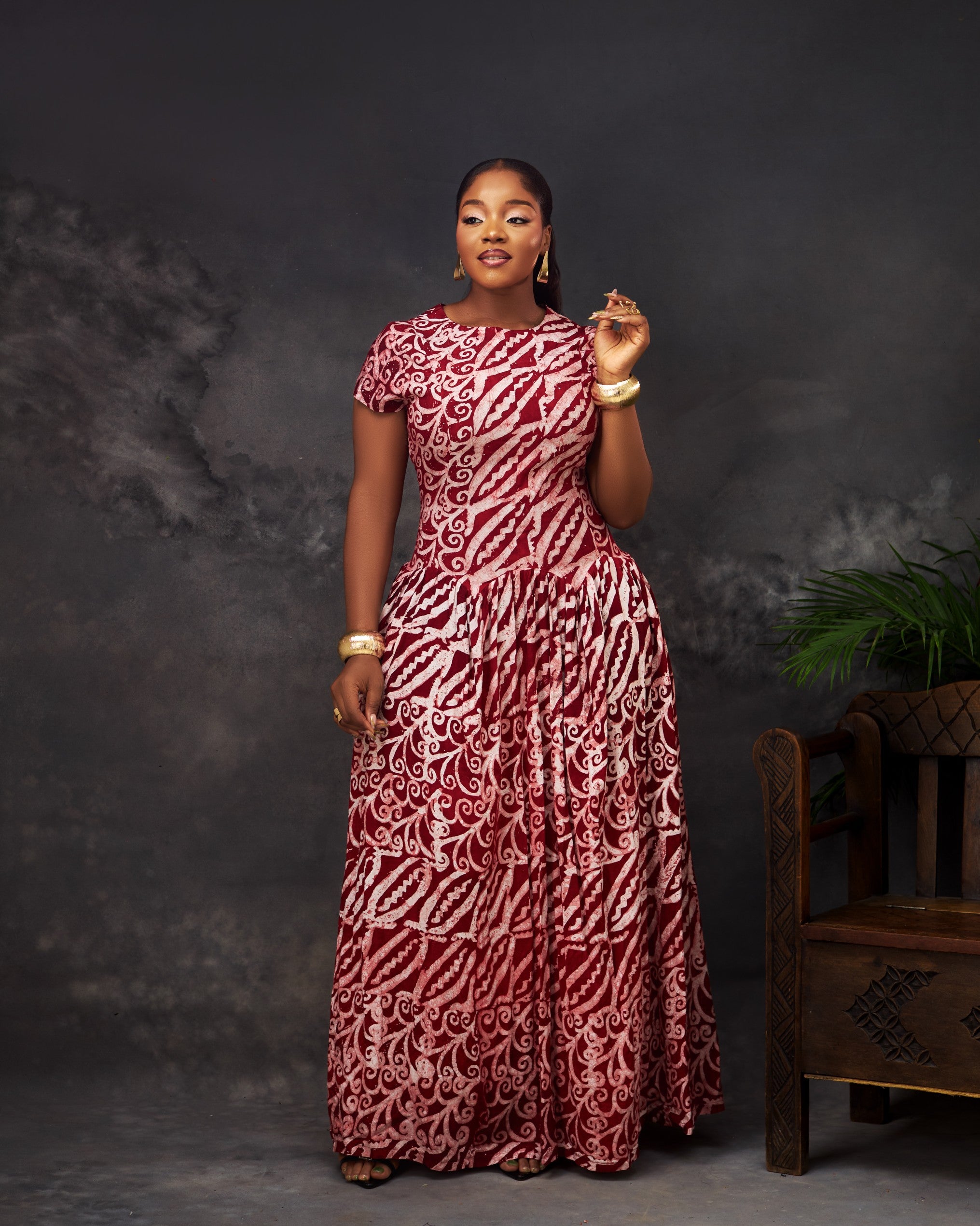 Ugochi  Dress in Adire hand-dyed fabric by CONCU BY CM — Nigerian fashion Lagos, sizes 8–22