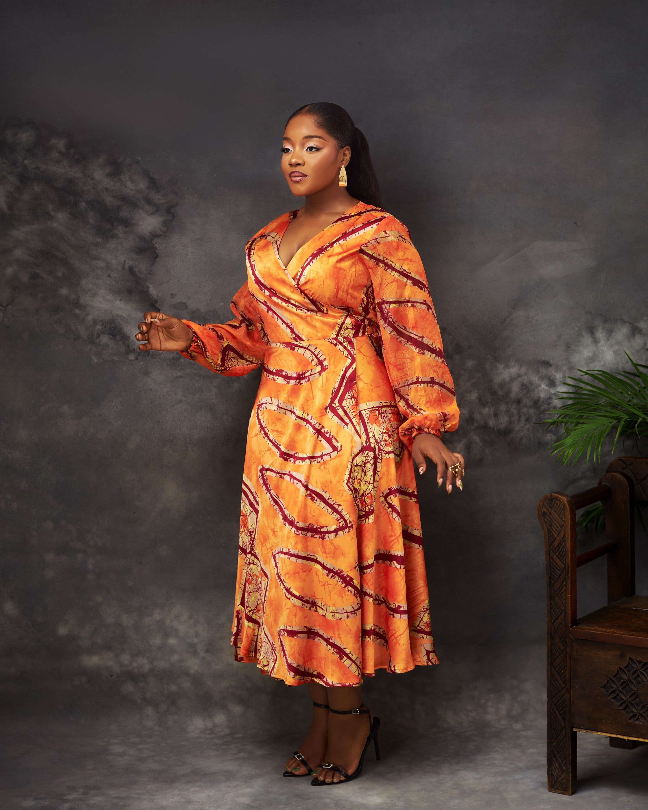 Uta Wrap Dress in silk by CONCU BY CM — contemporary Nigerian womenswear Lagos, sizes 8–22