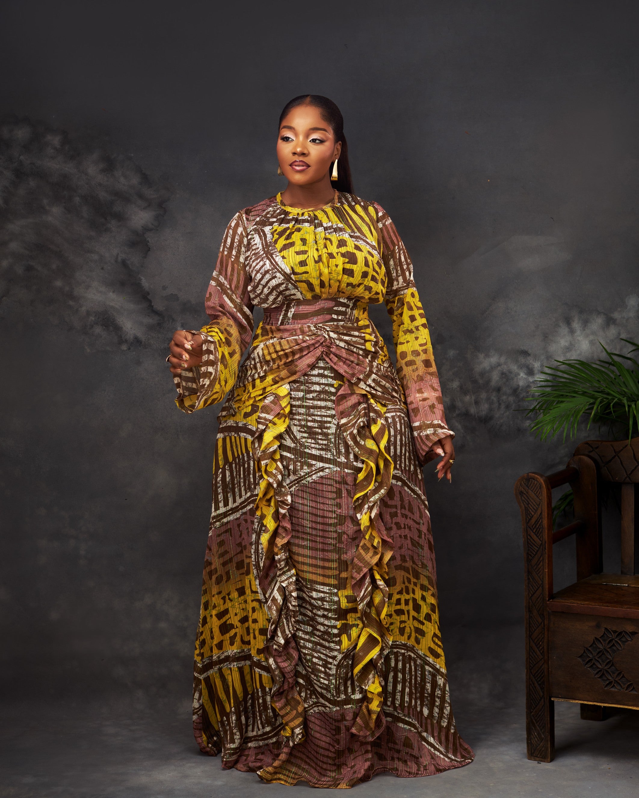 Zahi Dress in chiffon by CONCU BY CM — Nigerian fashion Lagos, sizes 8–22