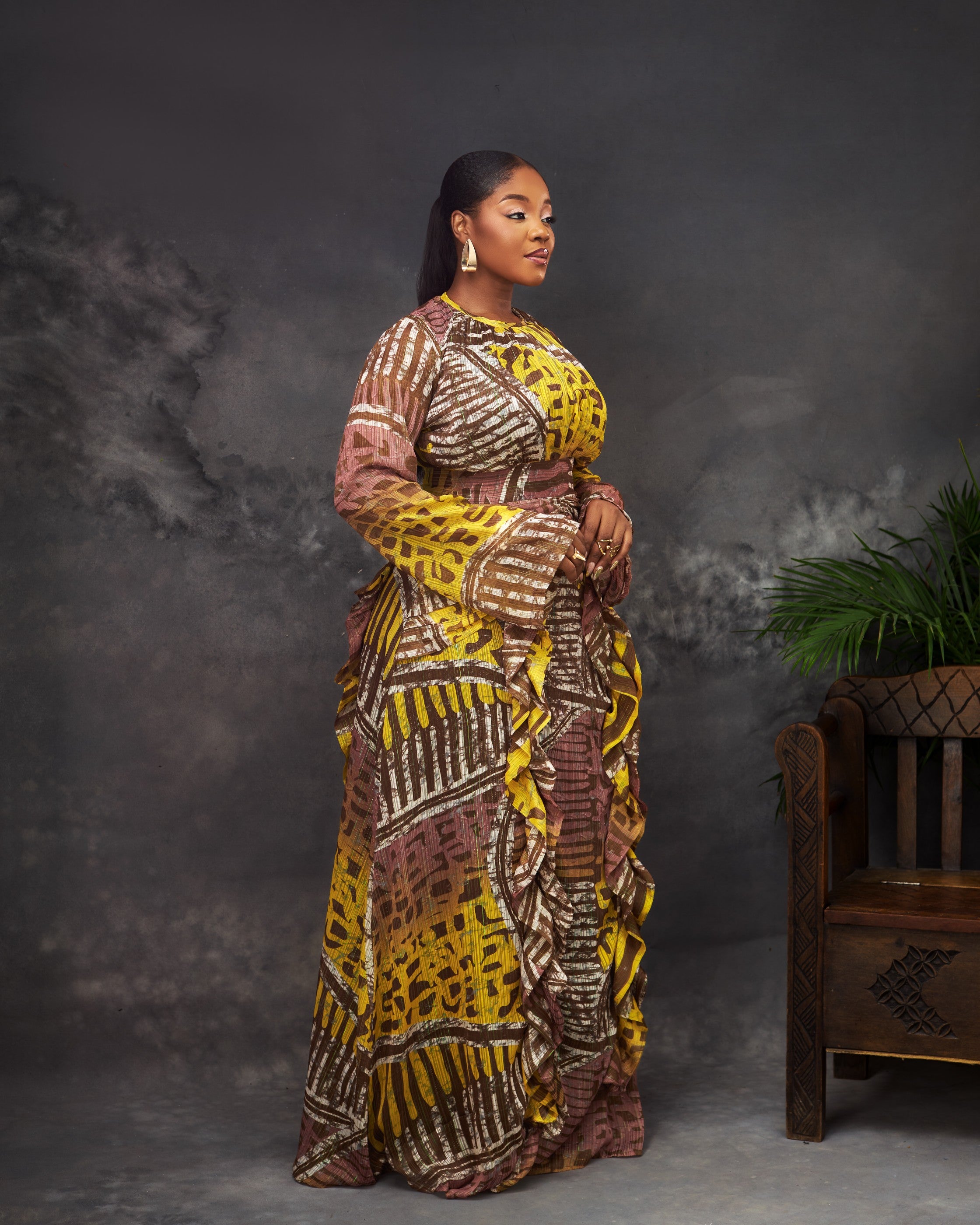 Zahi Dress in chiffon by CONCU BY CM — Nigerian fashion Lagos, sizes 8–22