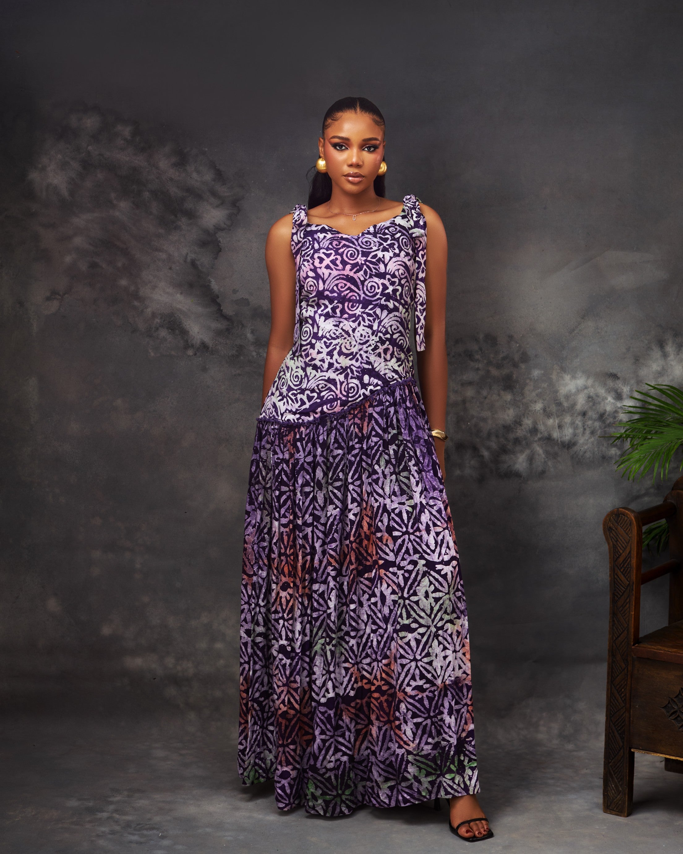 Zuo Dress in Adire hand-dyed fabric by CONCU BY CM — Nigerian fashion Lagos, sizes 8–22