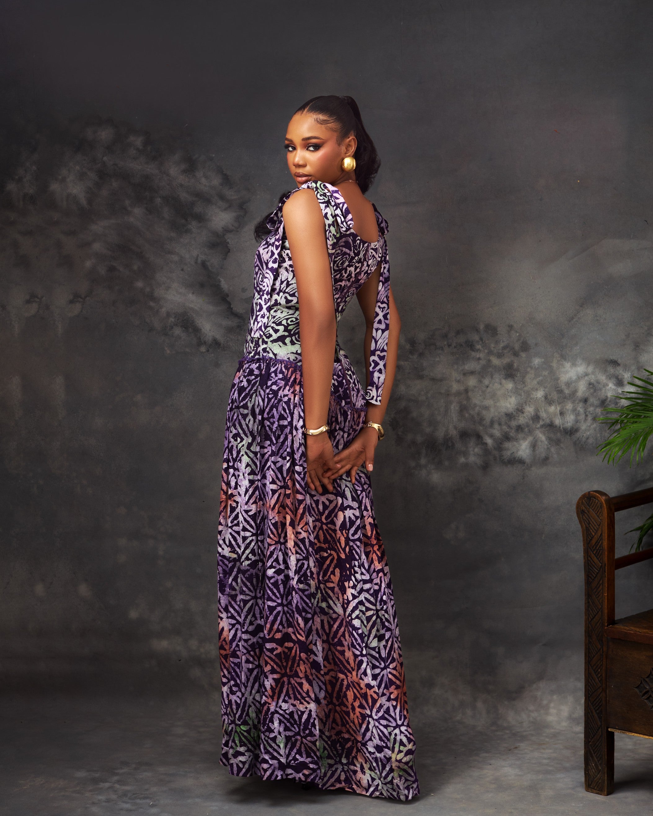 Zuo Dress in Adire hand-dyed fabric by CONCU BY CM — Nigerian fashion Lagos, sizes 8–22